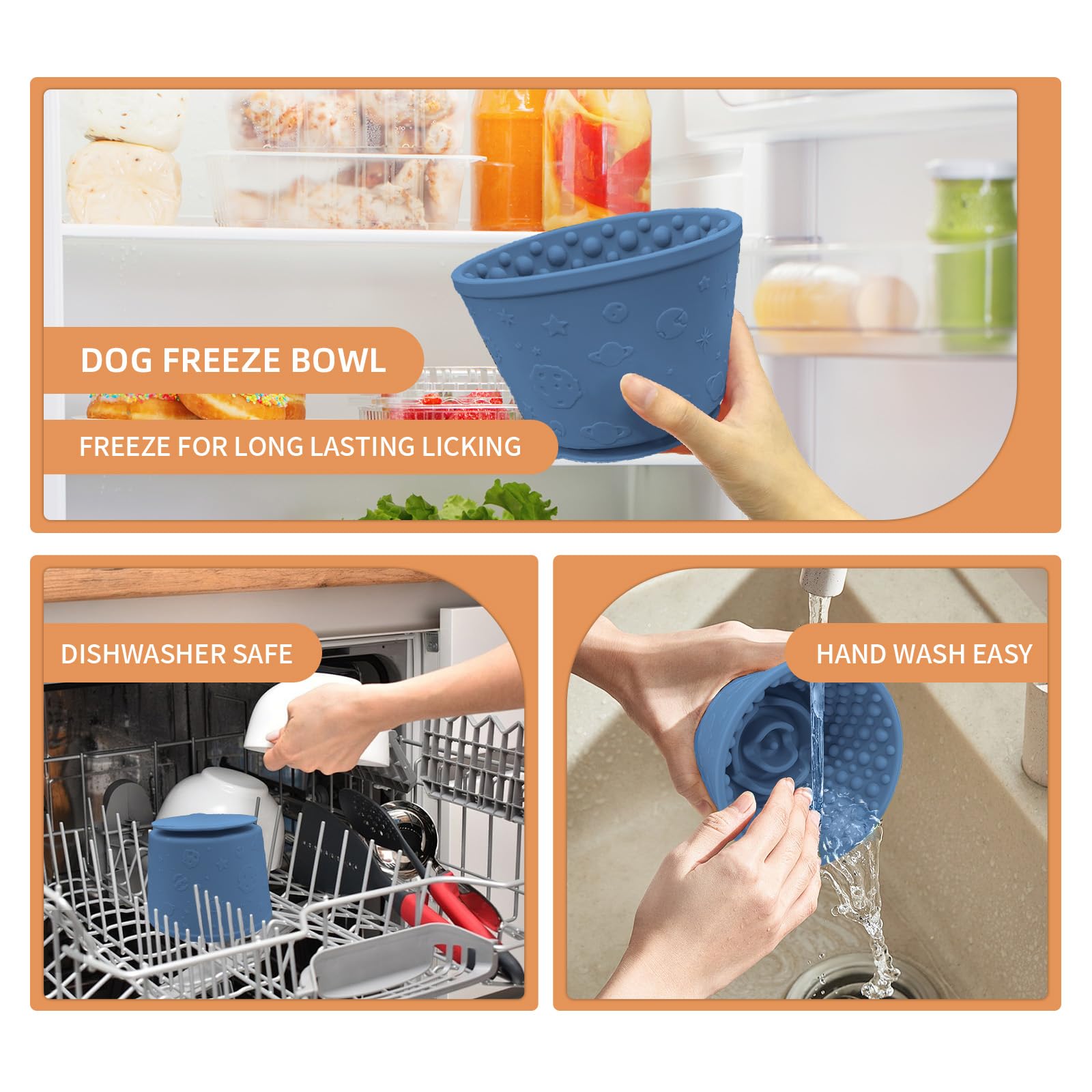Dog Lick Bowl with Brush Scraper,Anxiety Relief Non-Slip Treat Dispenser,Durable Anti-Choking Enrichment Slow Feeder Licking Bow