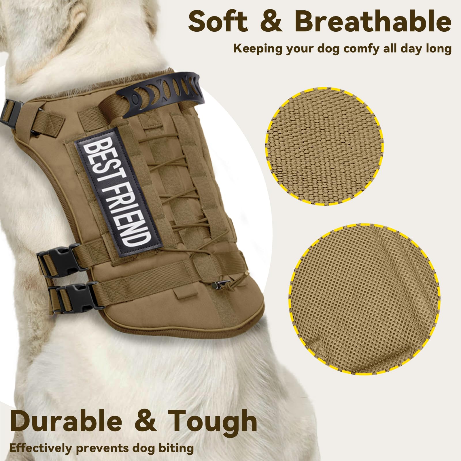Xihan Tactical Dog Harness For Large Dogs,No Pull Adjustable Tactical Dog Harness And Leash Set,Reflective Dog Vest Harness For