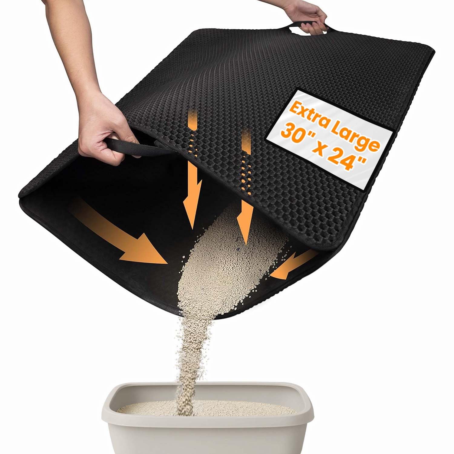 Conlun Cat Litter Mat Kitty Litter Trapping Mat 30 x24 Honeycomb Double Layer, Urine Waterproof, Easier to Clean, Litter B