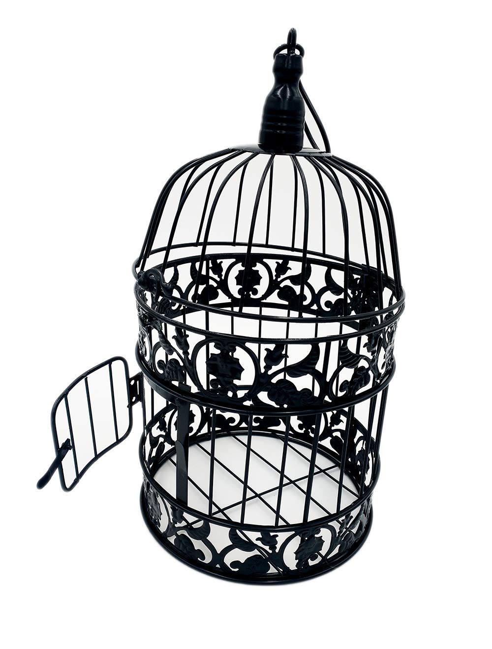 Pet Show Round Birdcages Wedding Gift Cards Holder Metal Wall Hanging Bird Cage For Small Birds Party Indoor Ourdoor Decoration 10.6“ Black Pack Of 1