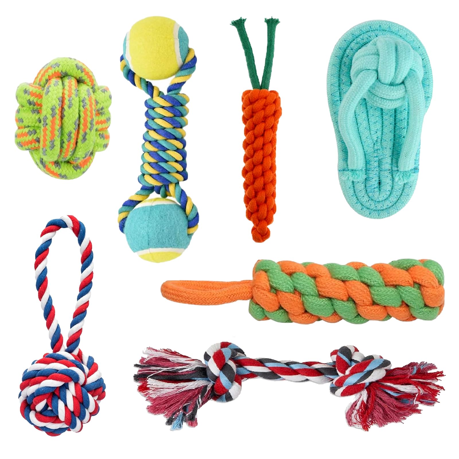 Cature Care By Nature Pet Cotton Rope Pet Toys Pack Of 7, Tug Ropes Toy Set, For Aggressive Chewers, Pet Pull Toys Pets/Made Cot