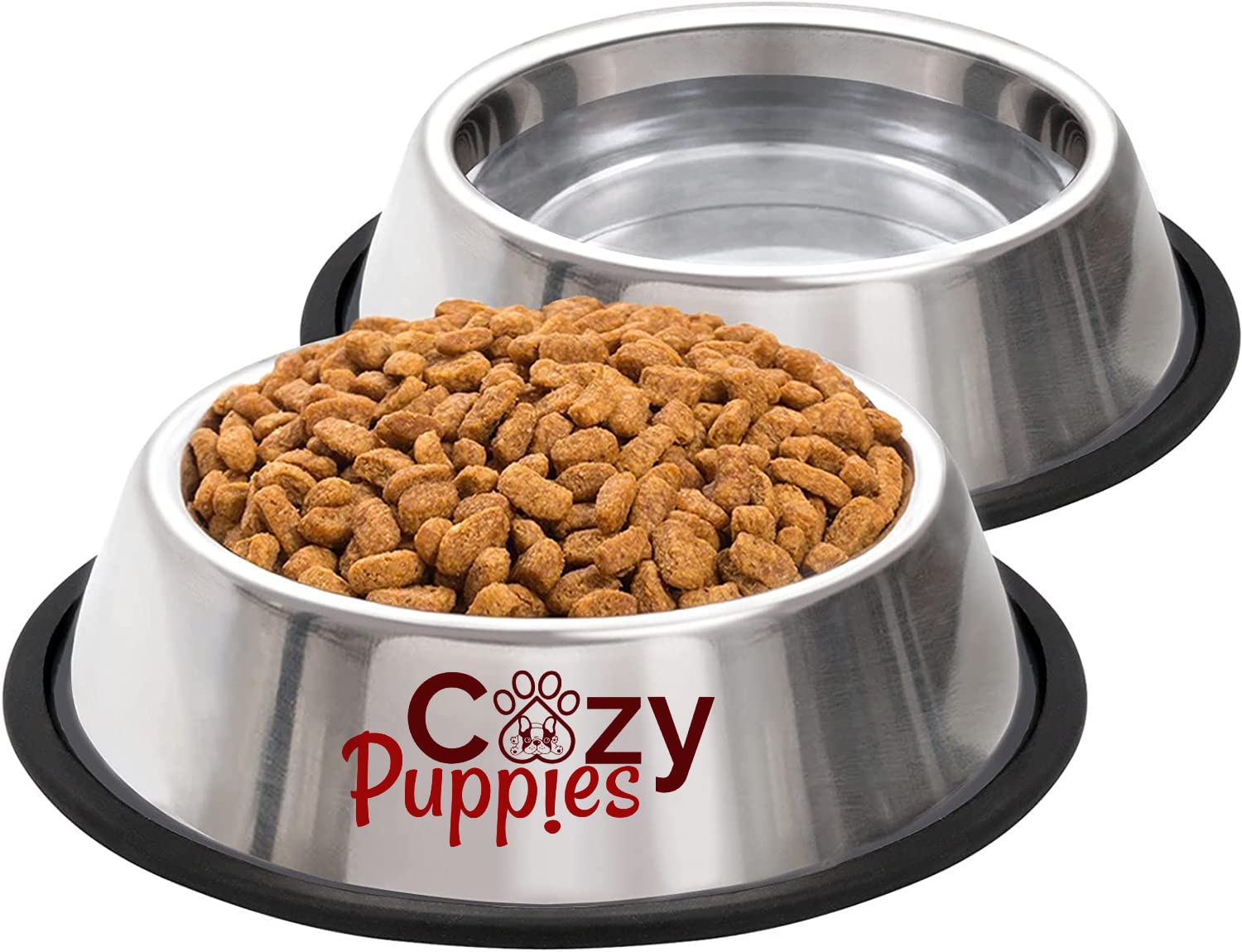 Cozy Puppies 2 Piece 200Ml Cat Food Bowls,Cat Bowls, Cat Protection Set,Dog Bowls.NonSlip Stainless Steel Cat Bowl, Water Bowl,
