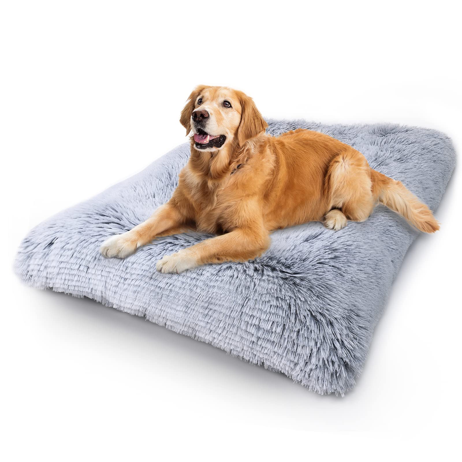 Vonabem Dog Bed, Extra Large, Plush Soft Pet Beds For Xl Dogs, Crate Pad, Washable, 41L X 27W X 2H Inches, 100 Lbs Capacity, Grey