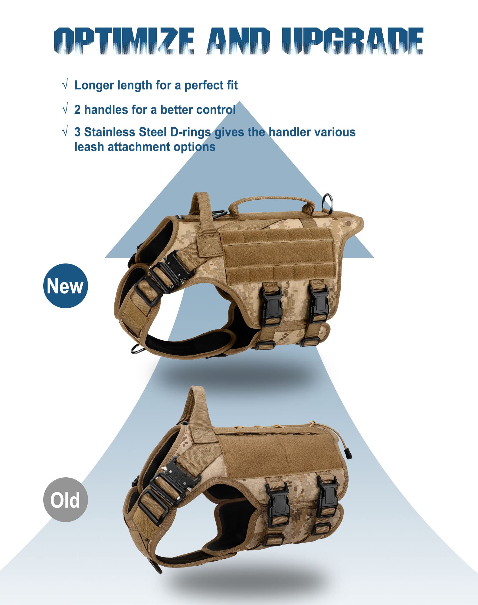 Tactical Dog Harness - PETNANNY Dog Harness Service Dog Vest for Large Breed, Hook and Loop Panel for Service Dog Patches, Work
