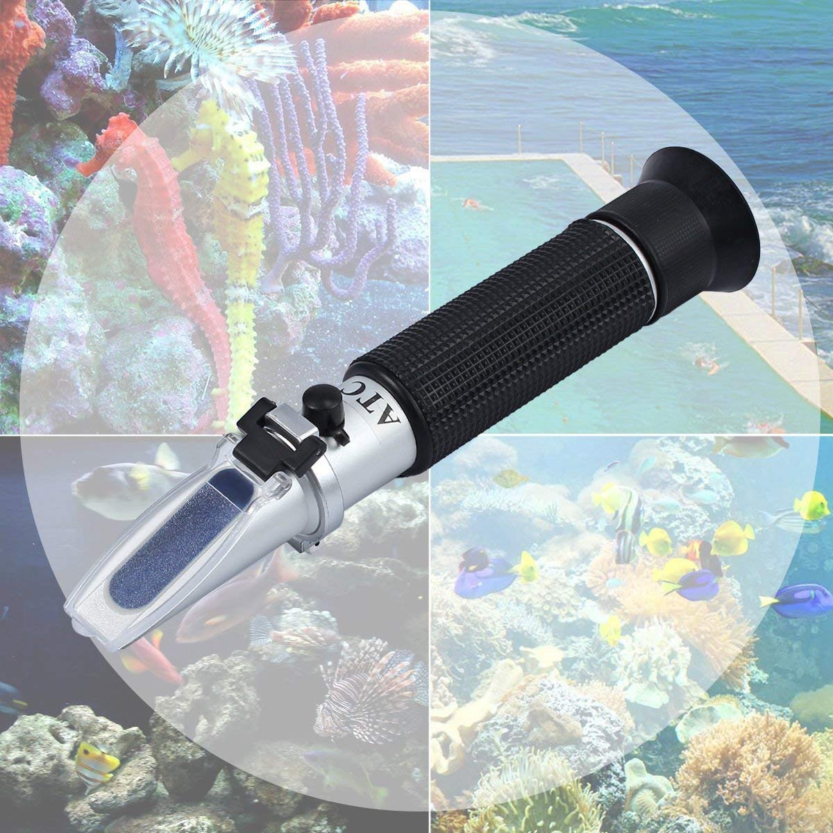 Autoutlet Salinity Refractometer Saltwater Aquarium For Seawater, Pool, Tank, Marine, Fishkeeping, 0-100Ppt & 1.000-1.070 Salini