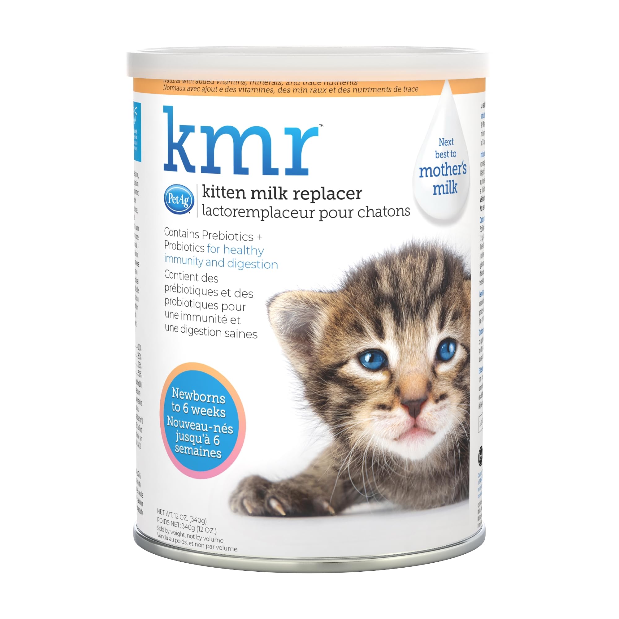 Pet-Ag KMR Kitten Milk Replacer Powder - 12 oz - Powdered Kitten Formula with Prebiotics, Probiotics & Vitamins for Kittens Newb
