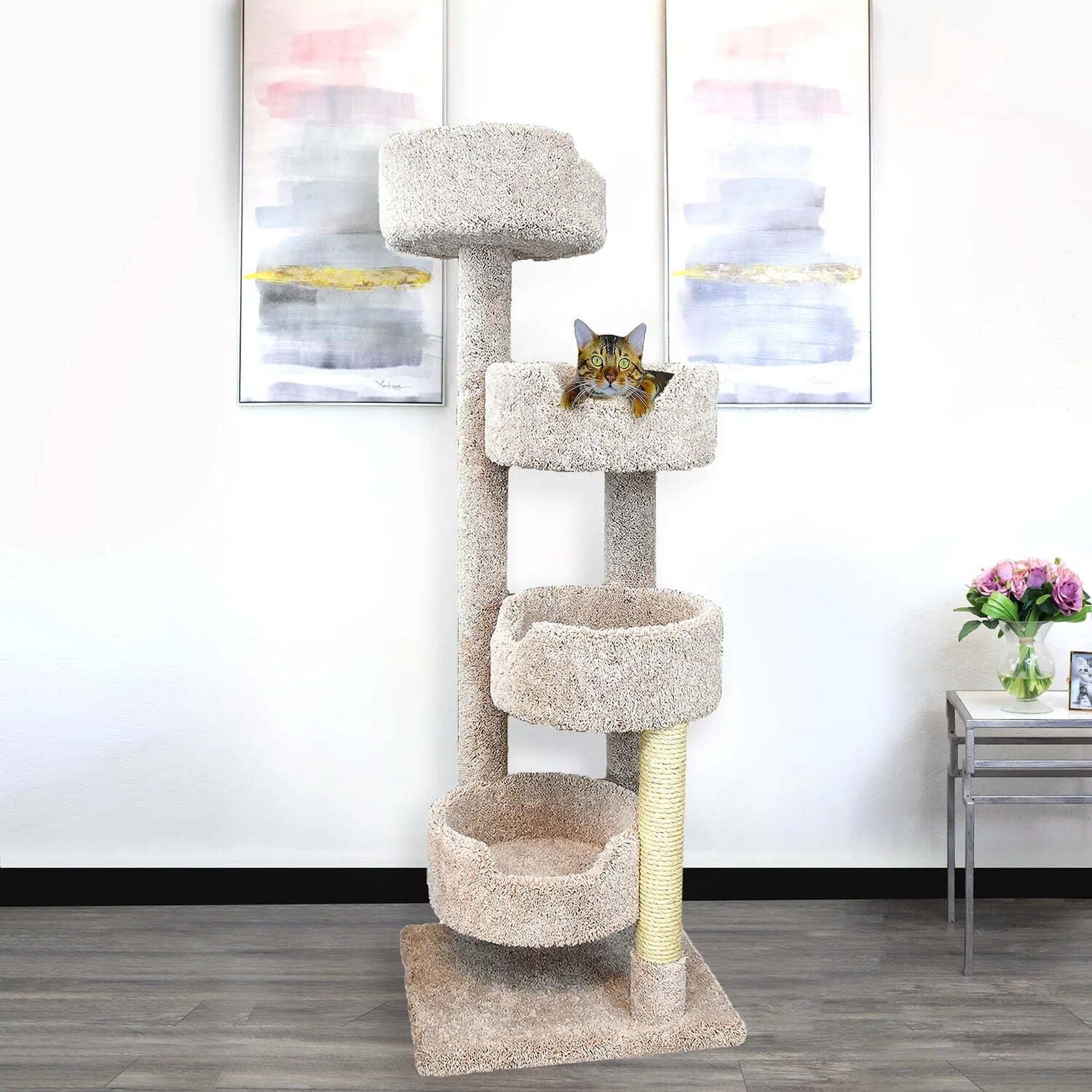 New Cat Condos Beige Large Cat Stairway