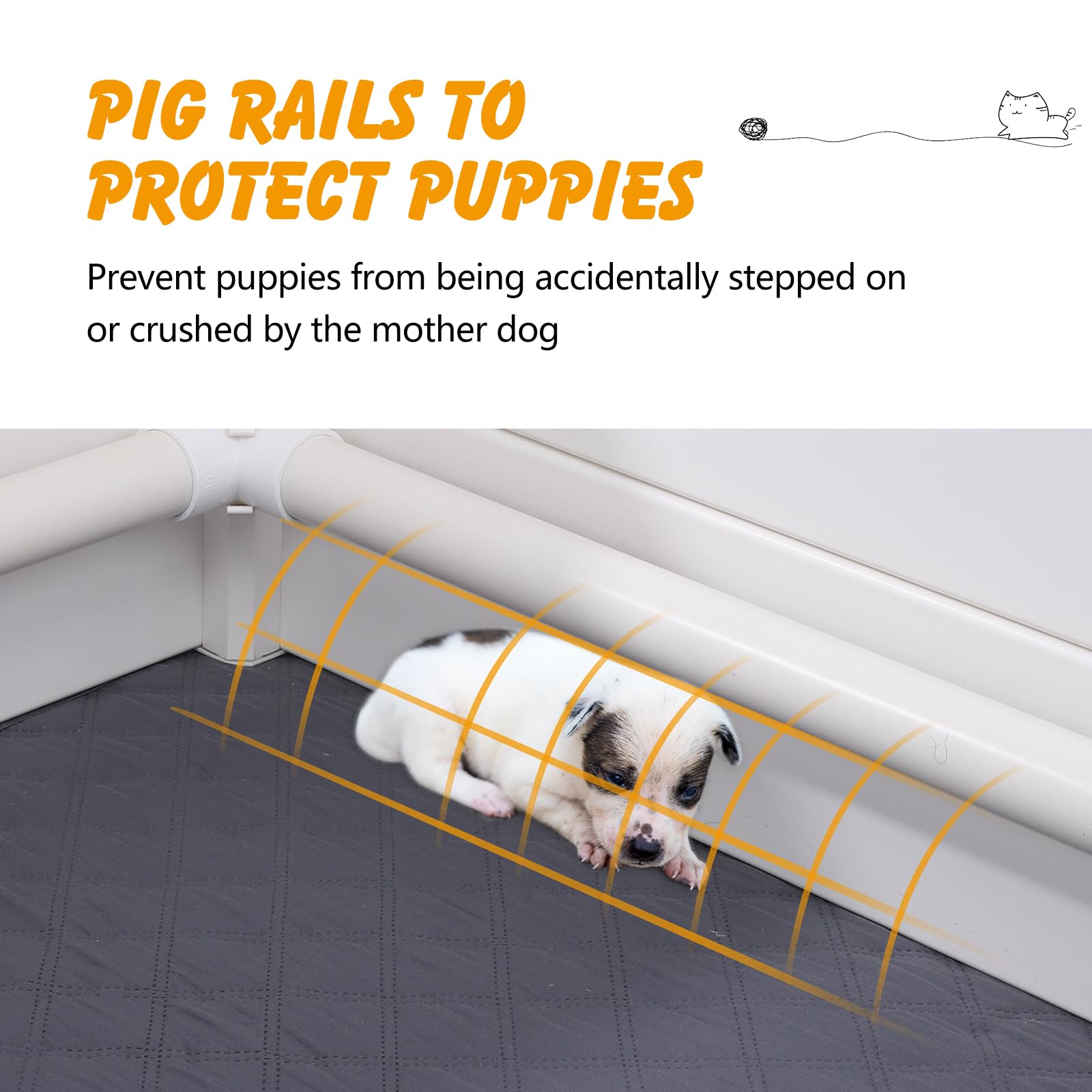 Whelping Box For Dogs And Puppies With Pig Rails And Waterproof Whelping Pad, Whelping Supplies With Adjustable Height Door Id C