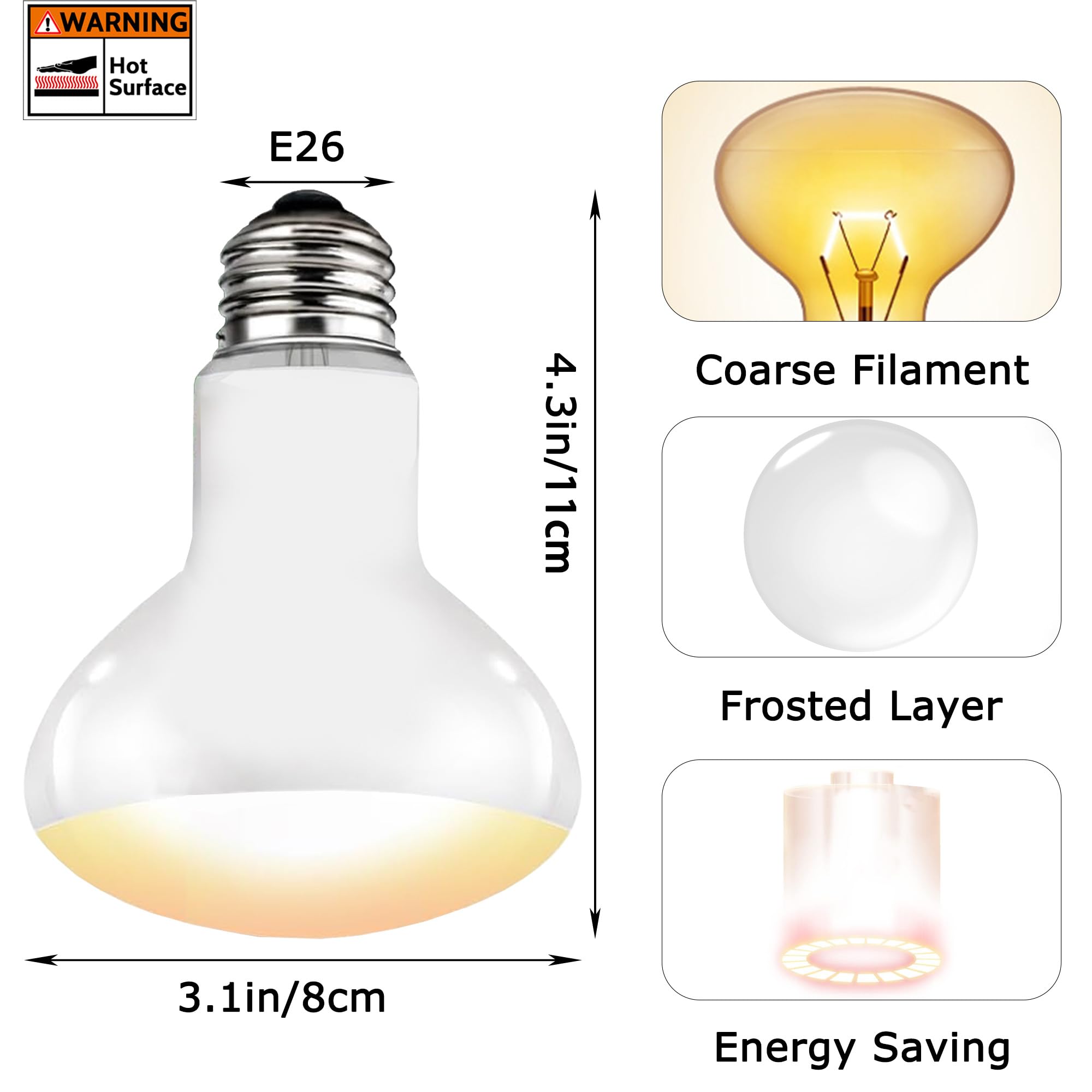 Hartompet 100W E26 Reptile Heat Lamp Bulbs - Upgraded Uva Amphibian Basking Spot Light, Simulated Sunlight For Bearded Dragon, L