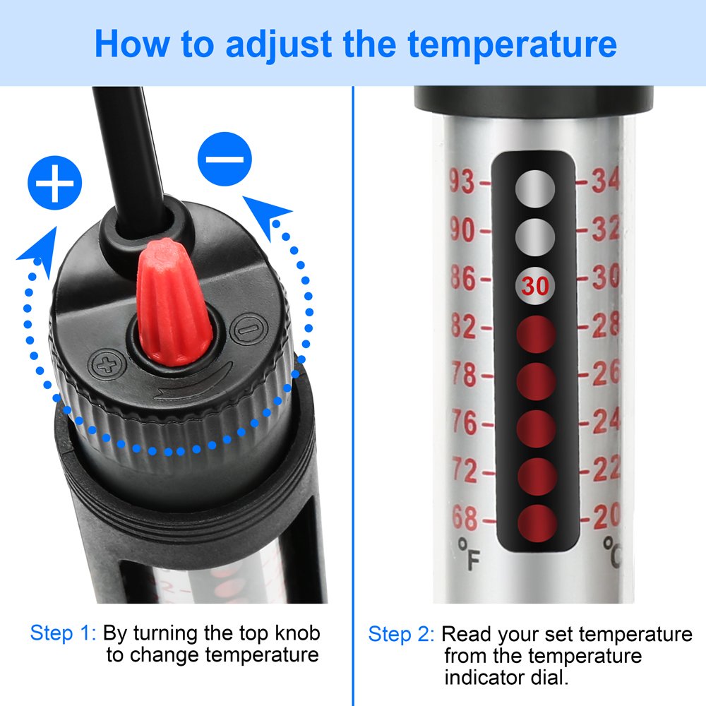 Datoo Submersible 50W Aquarium Heater Adjustable Fish Tank Heater 50 Watt