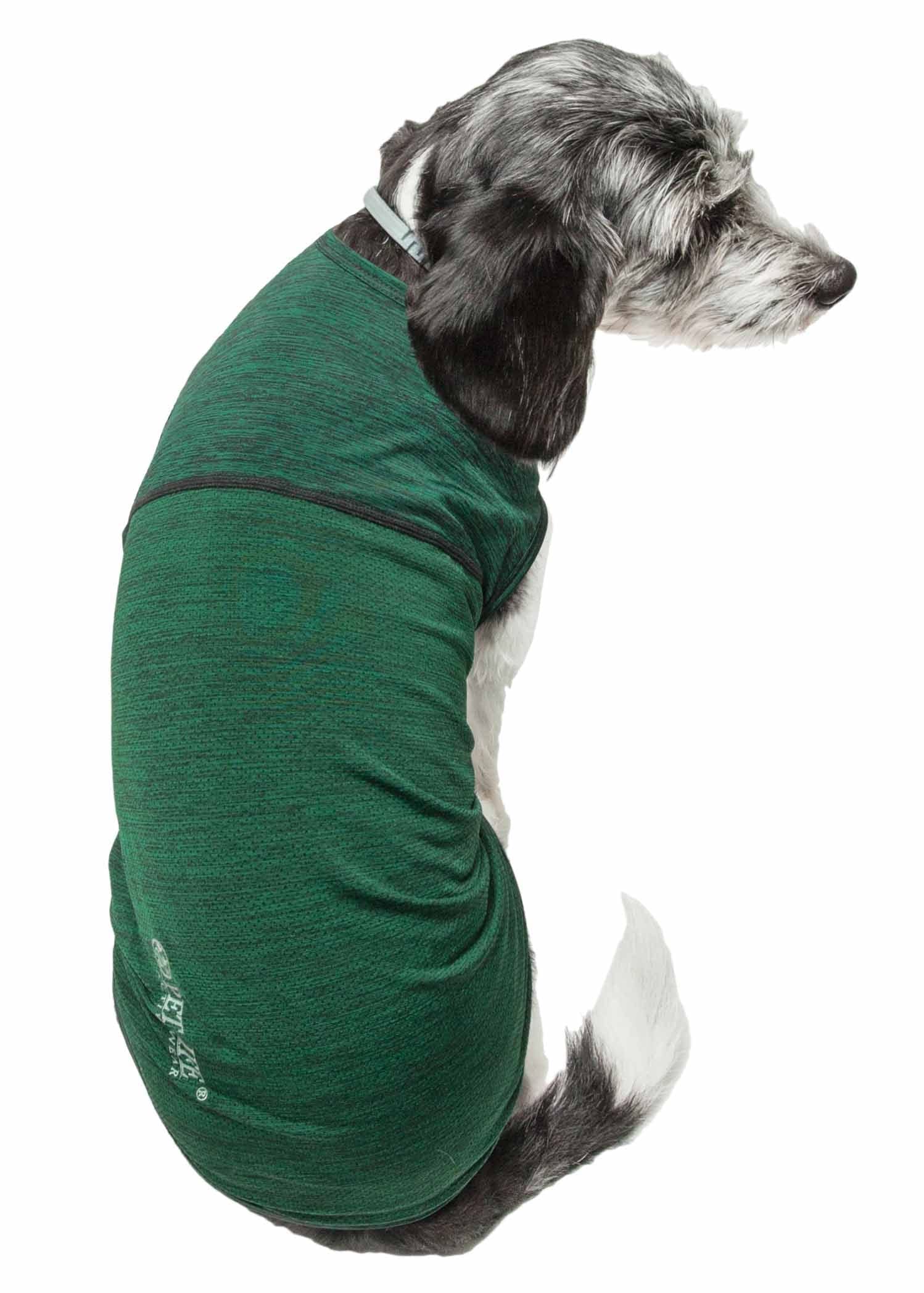 Pet Life Active 'Aero-Pawlse' Heathered Quick-Dry And 4-Way Stretch-Performance Dog Tank Top T-Shirt(D0102H7Ltka.)