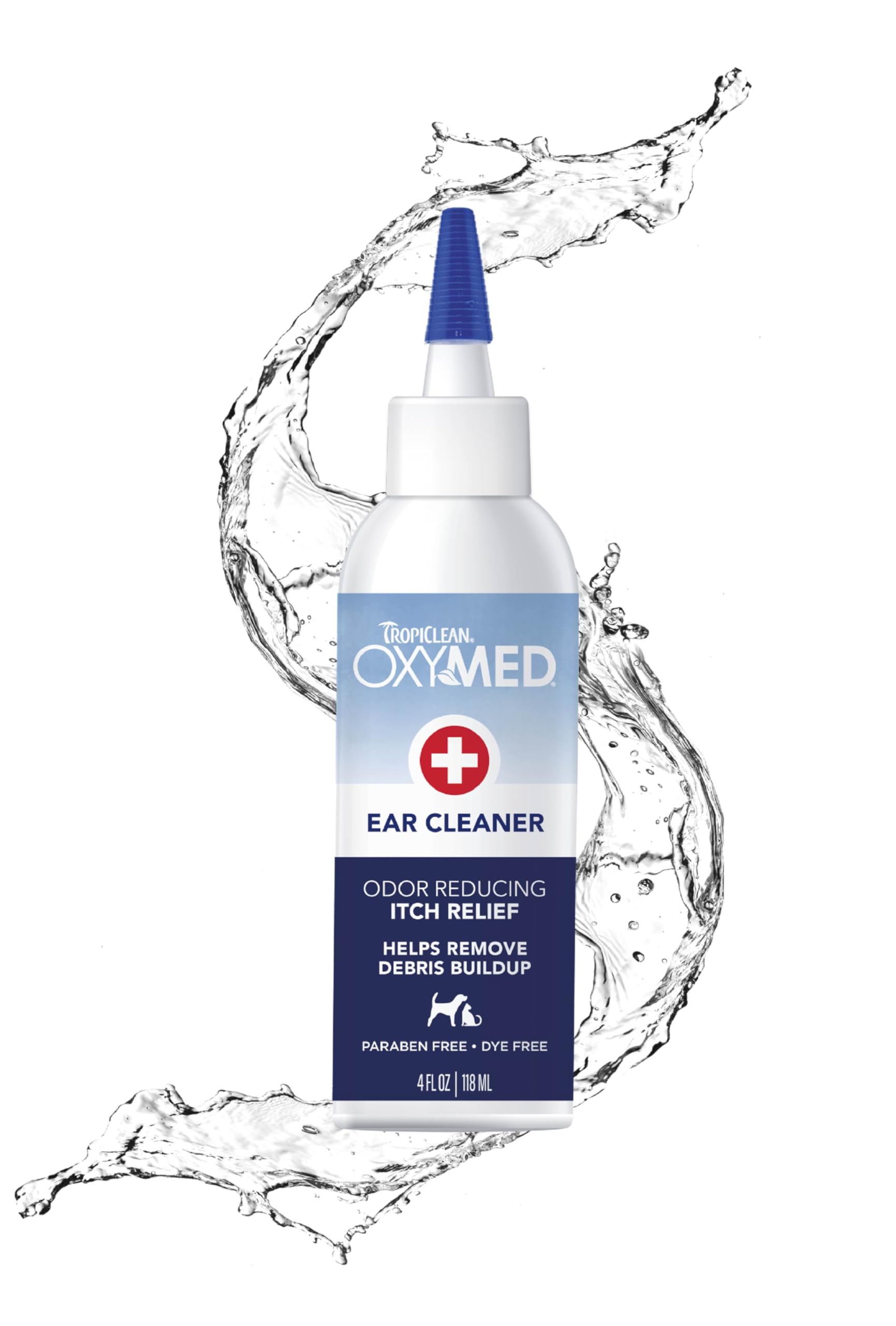 TropiClean OxyMed Preventative Dog Ear Cleaner, Vet Recommended Ear Cleaning Solution for Itch Relief, Daily Wash Drops, Safe fo
