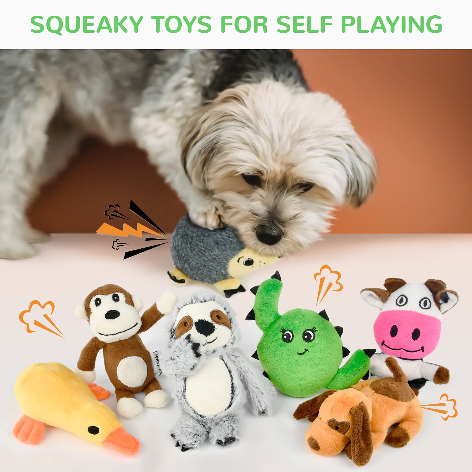 12 Pack Dog Squeaky Toys For Teething Cute Stuffed Plush Bundle Natural Cotton Puppy Rope/ Dog Chew Toys For Puppies Pet Toys For Small Dogs