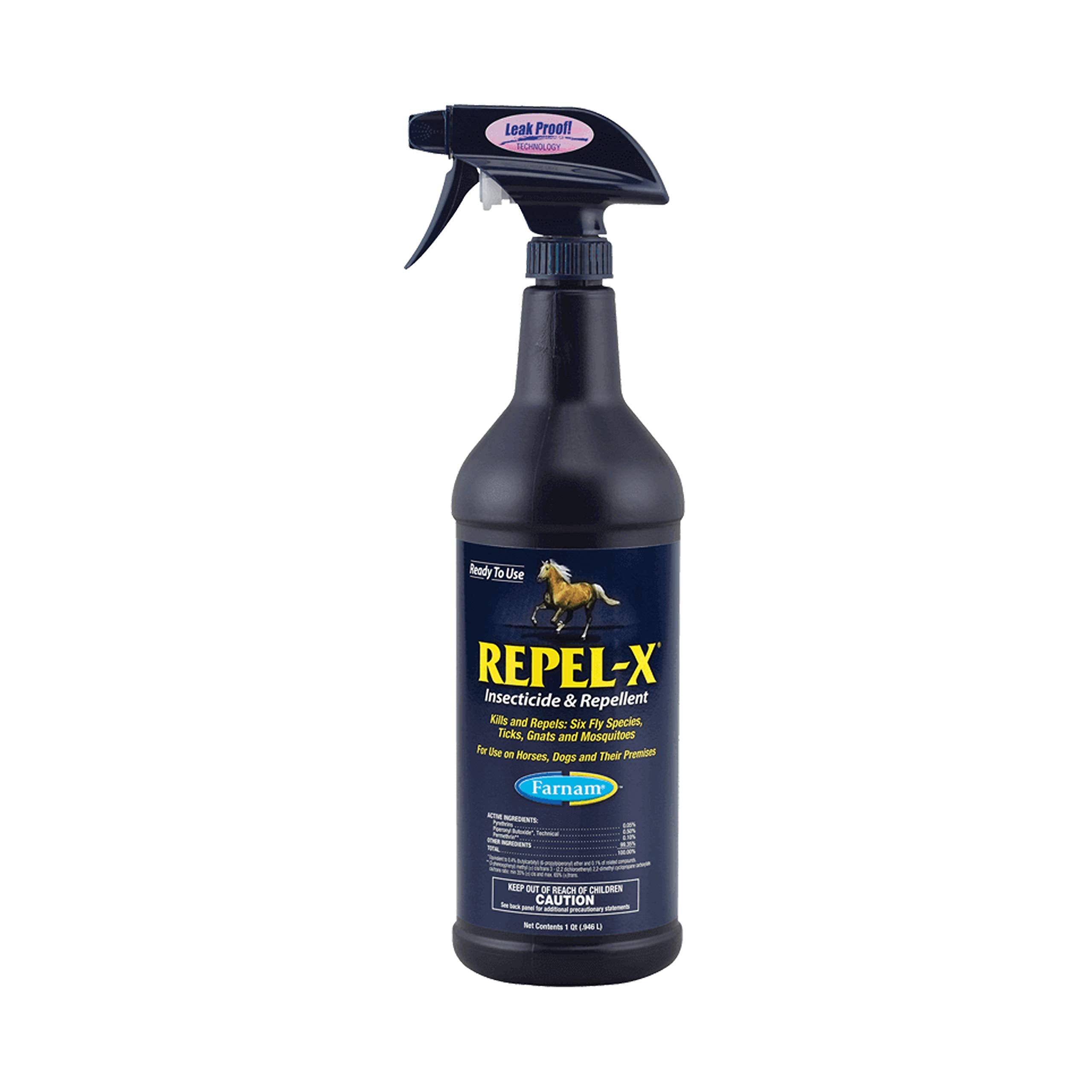 Farnam Repel-X Ready-To-Use Fly Spray, Insecticide And Repellent For Horses And Dogs, 32 Fluid Ounces, 1 Quart Bottle With Trigg