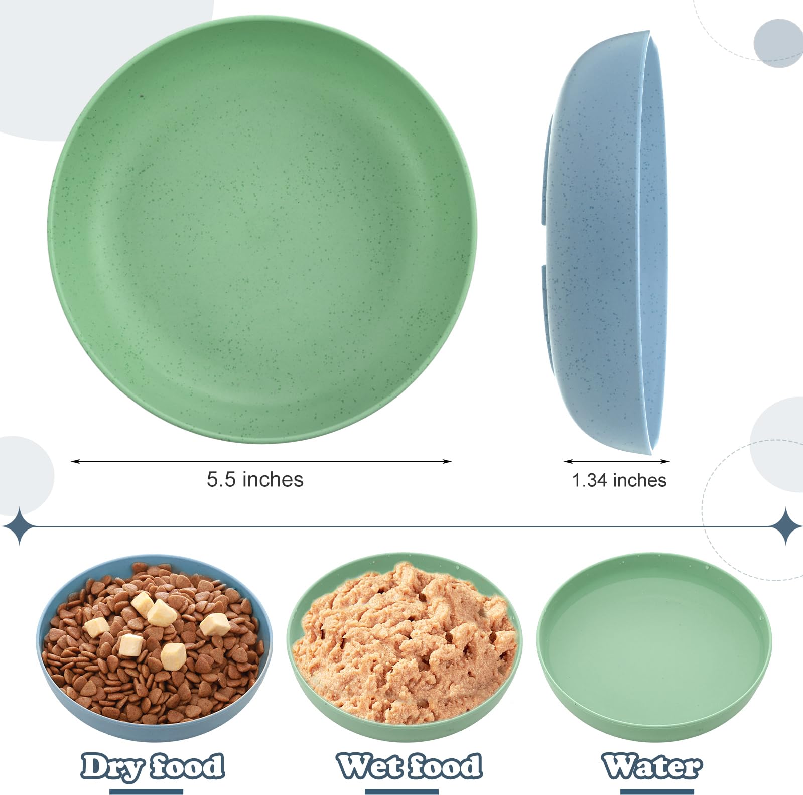 Tioncy 24 Pieces Fatigue Relief Cat Bowl Shallow Cat Food Dish Wide and Small Plate Wide Stray Wet Feeding Bowl for Ferrets Fera