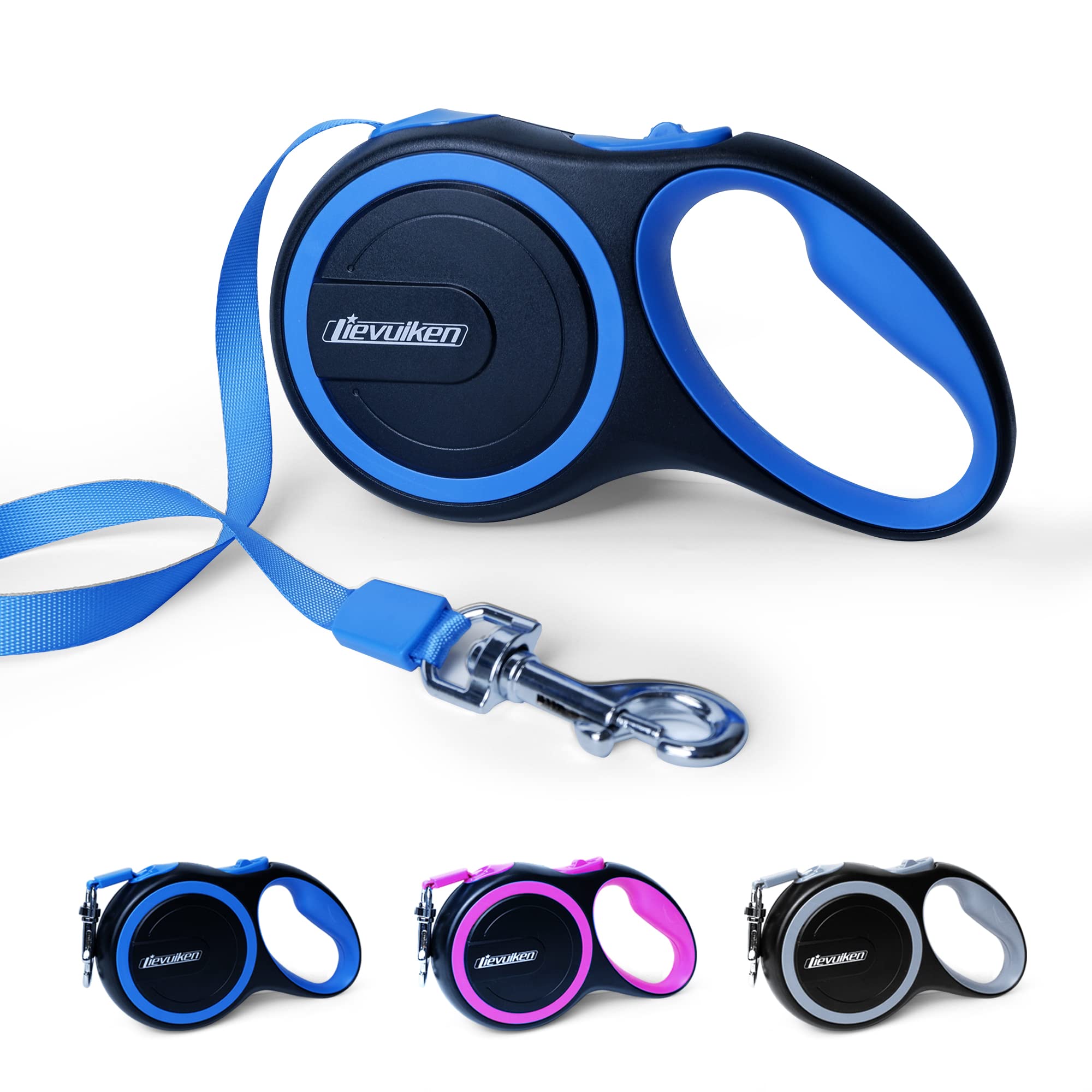 Lievuiken 16 Ft Retractable Dog Leash With No Tangle For Dog Up To 44Lbs, One-Handed Brake, With Non-Slip Handle, Strong Nylon T