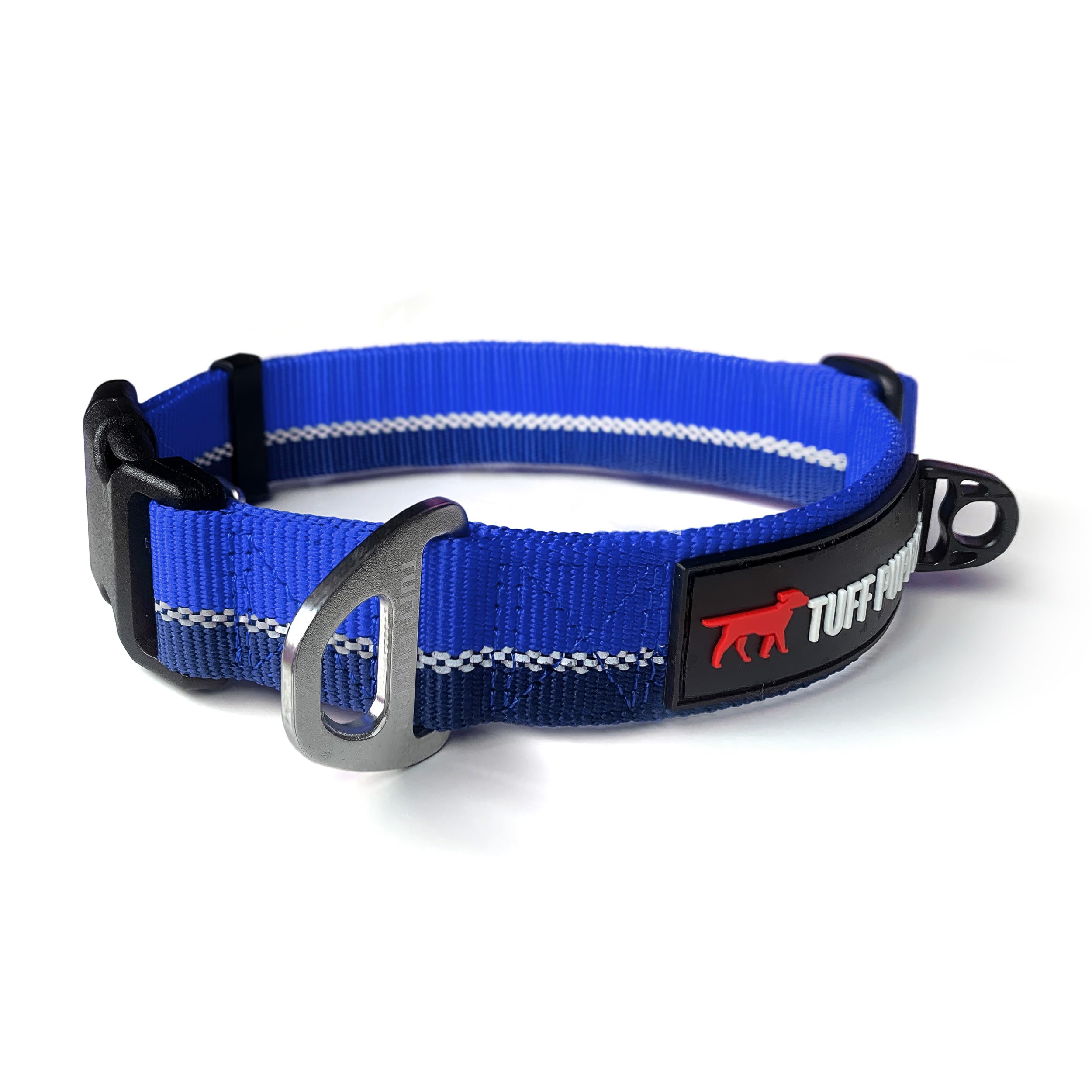 Tuff Pupper Heavy Duty Dog Collar | Tough Dog Collar | Reflective Dog Collar With Aluminum D-Ring Leash Clip | Separate Dog Id T