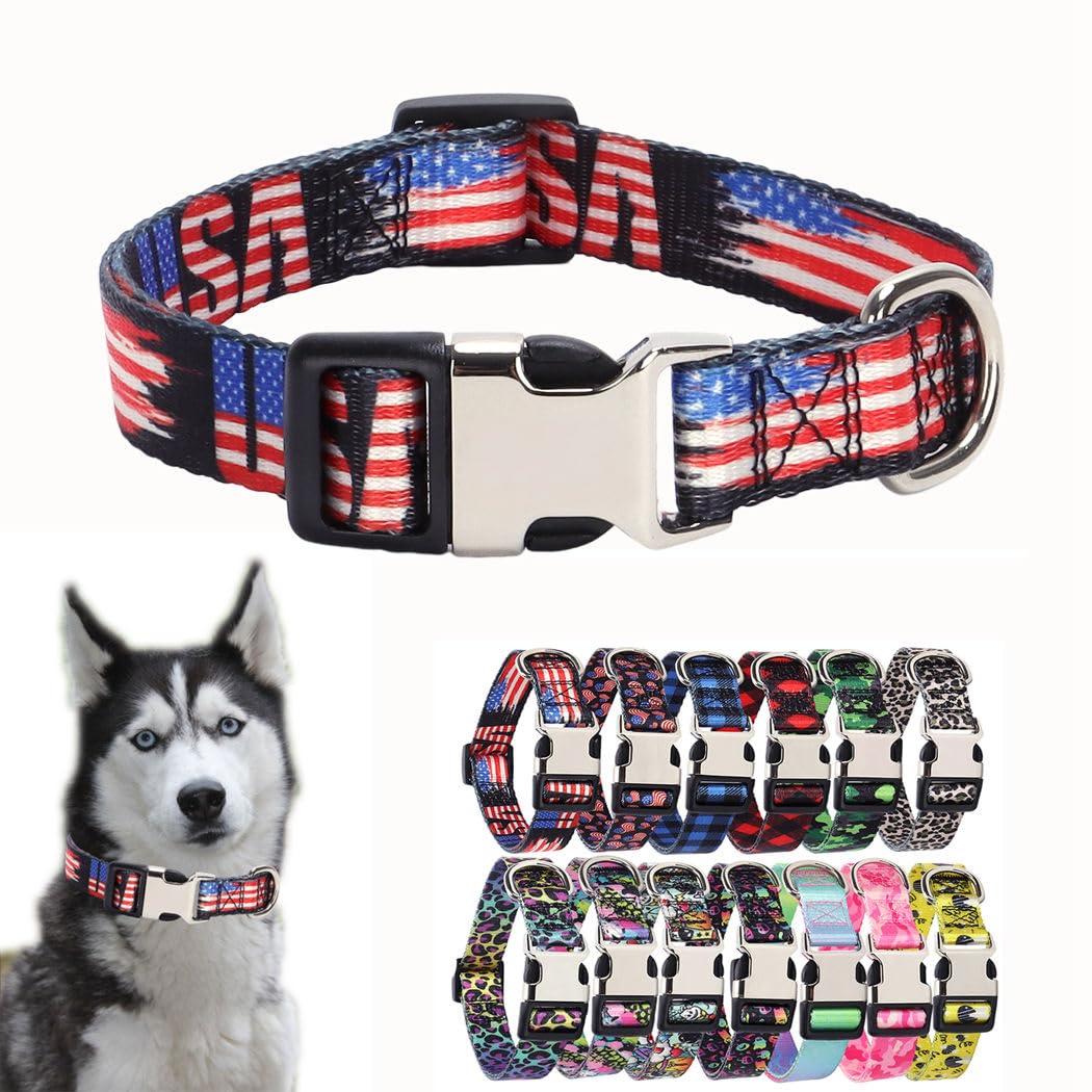 American Flag Dog Collars Xs, Pretty Pattern Usa Dog Collar Metal Buckle Durable Soft Boy Puppy Collars For Xsmall Small Medium 