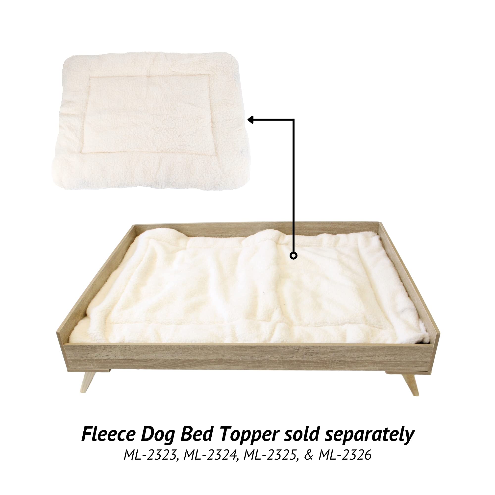 Midlee Raised Wooden Dog Bed Frame - Large Off-White Wood Design