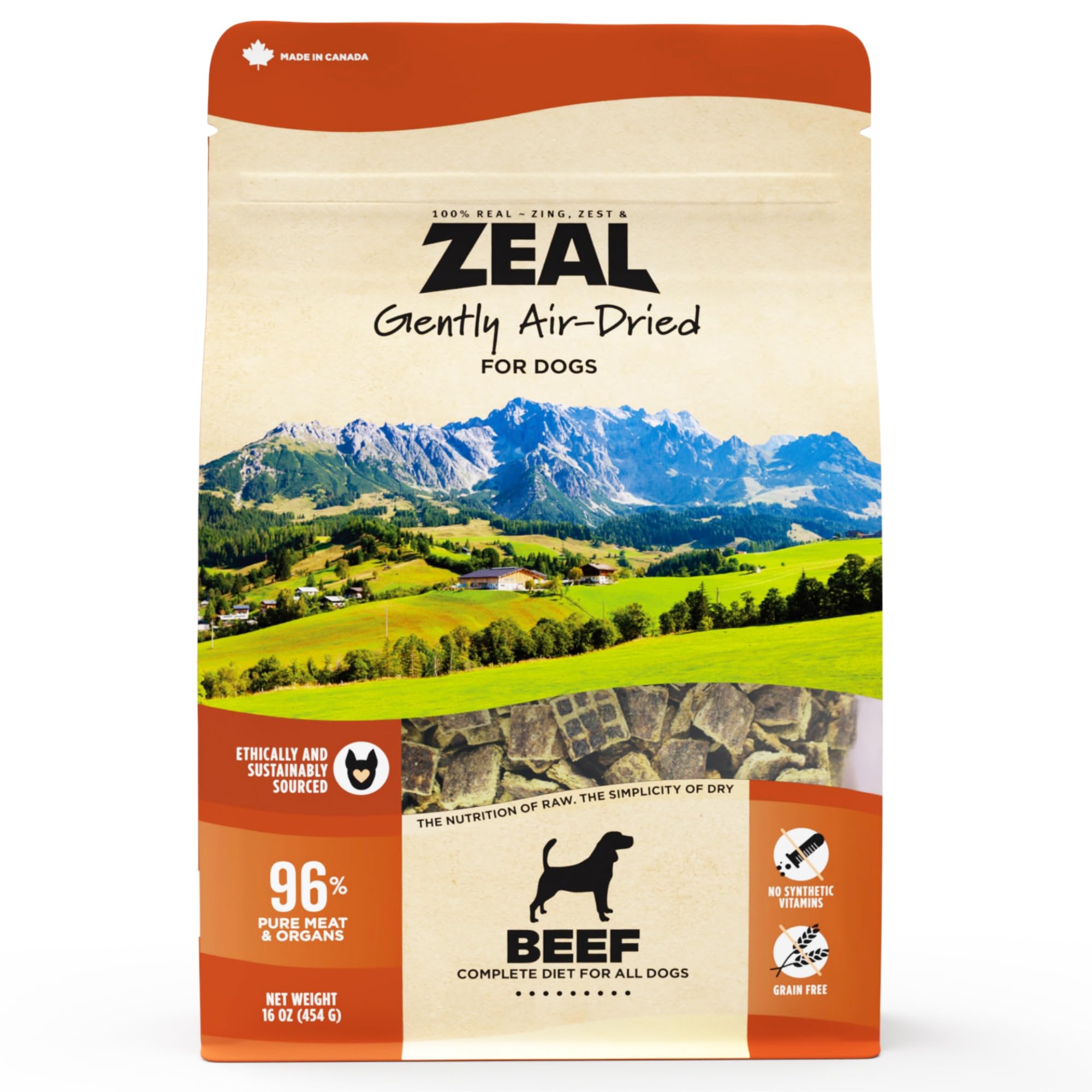ZEAL Canada Air-Dried Beef Recipe for Dogs - High Protein, Natural Superfoods, Nutrient Rich, No Fillers, Grain Free, Complete &