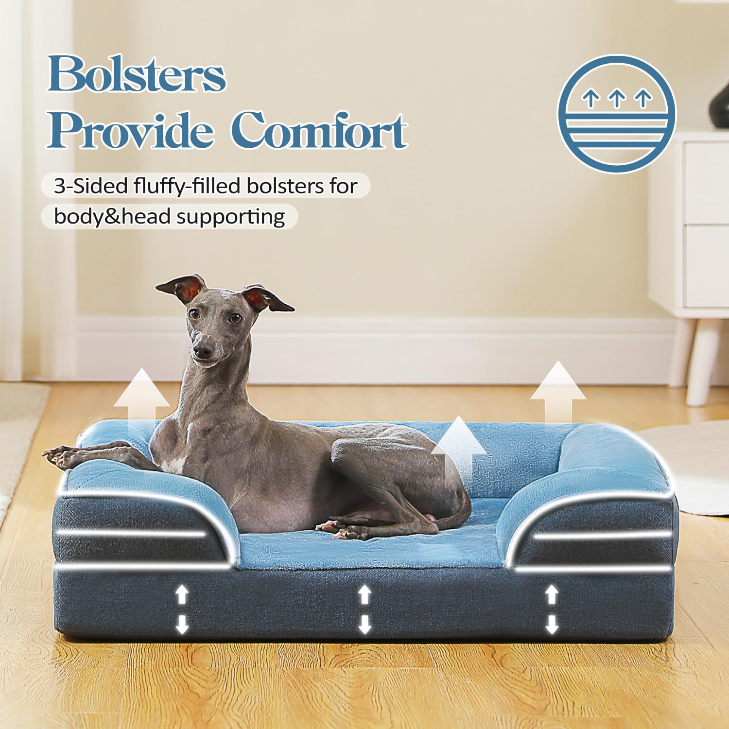 Pawz Road Orthopedic Bed - Waterproof, Medium Dog Bed With Supportive Foam, 2-Layer Cover And Non-Slip Bottom For Small, Medium