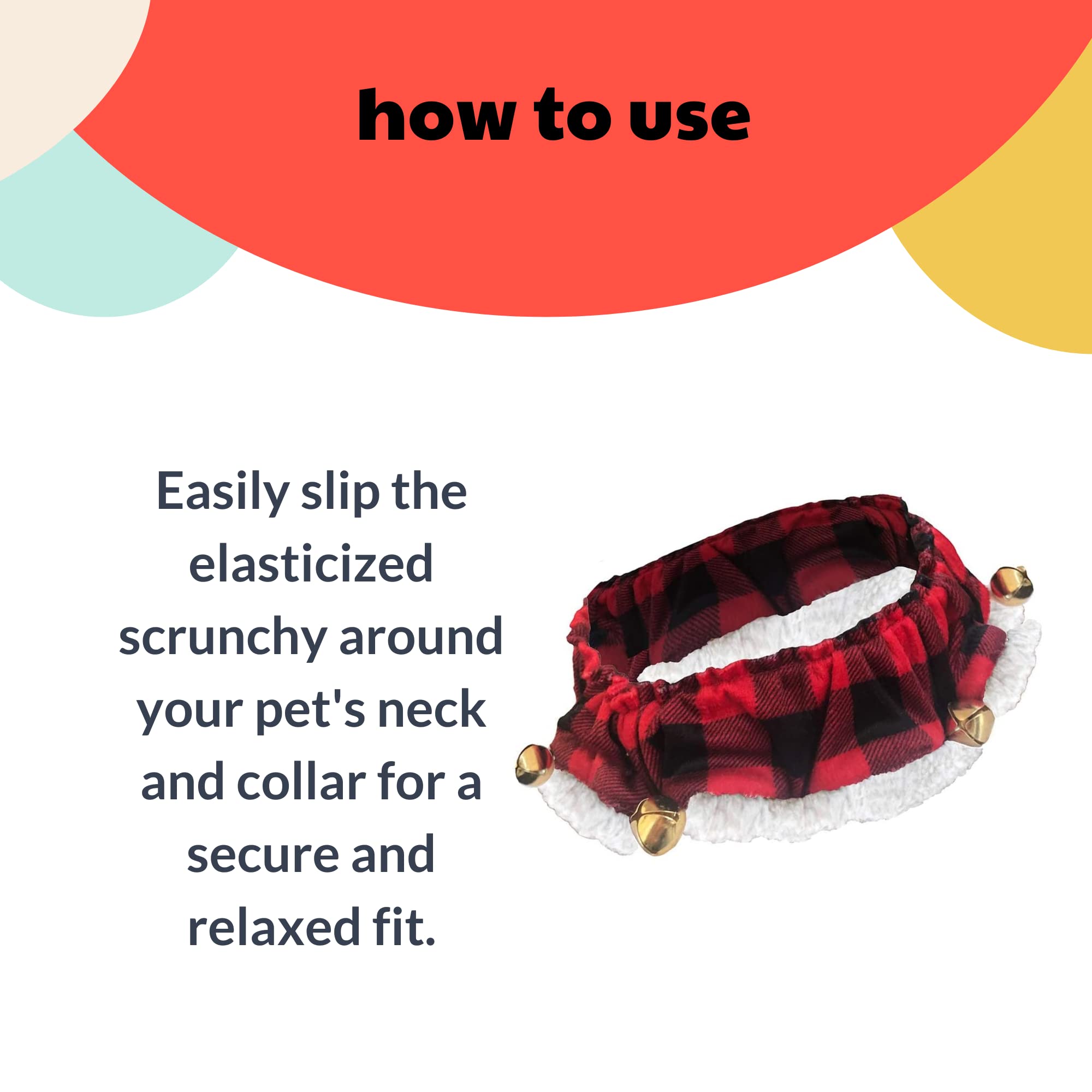 Huxley & Kent Ruff Pet Scrunchy | Buffalo Check (Medium) | Festive Christmas/Holiday Neckwear for Dogs/Cats | Fun Stretchable Co