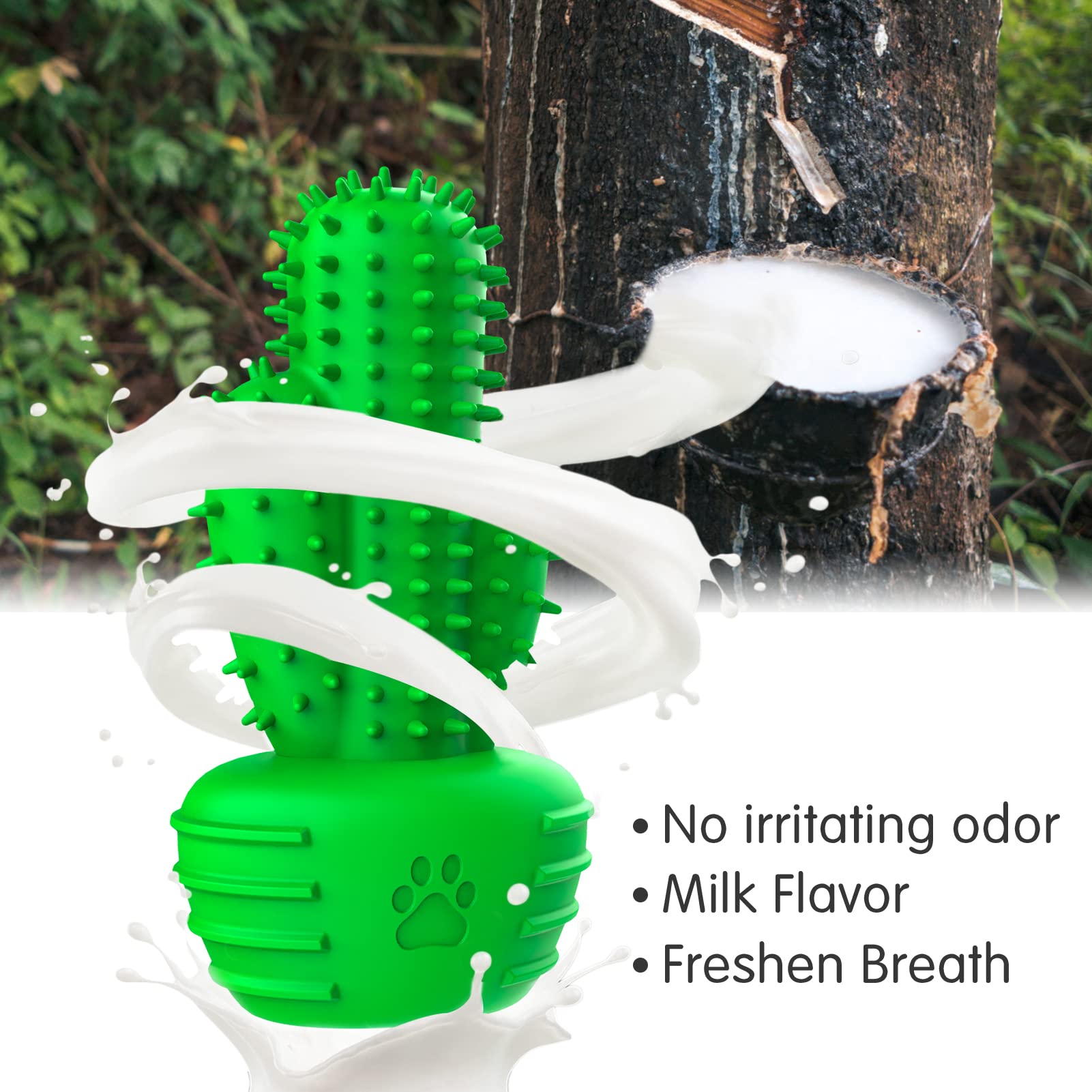 Pamlulu Dog Chew Toys for Aggressive Chewers - Rubber Toothbrush Stick for Large Dogs - Green