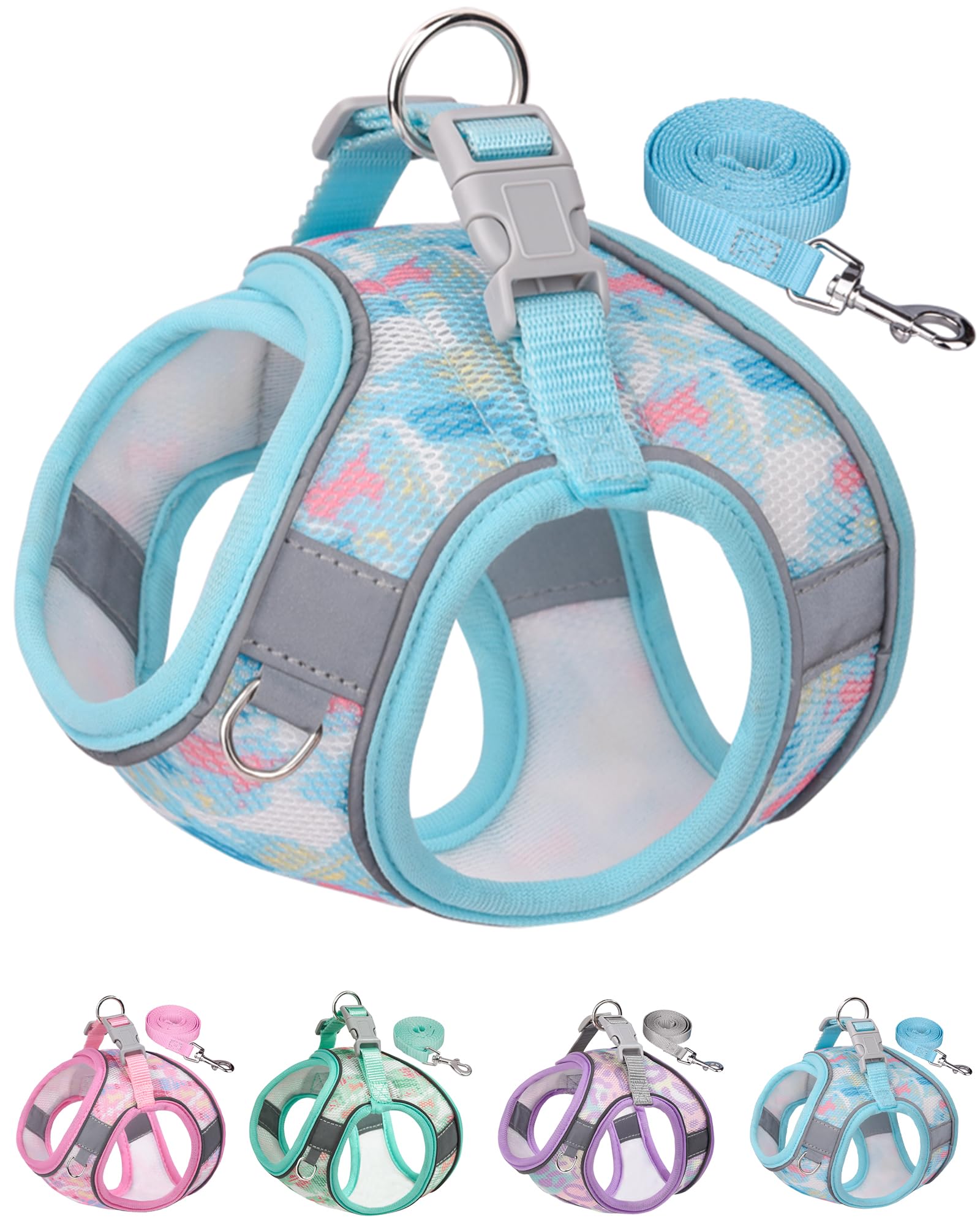 Aecllcea No Pull Dog Harness For Dogs, Cat Harness And Leash Set, Puppy Harness - Blue, L