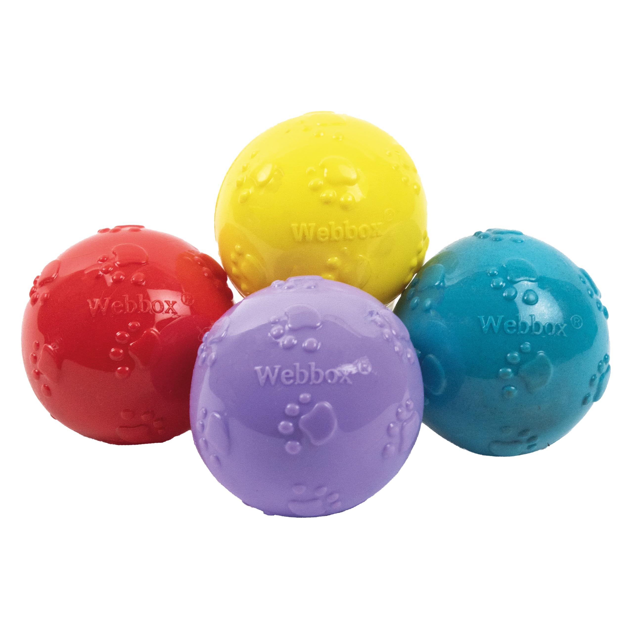 Webbox Fun & Squeaky Balls (4 Pack)  Boredom Buster Dog Toys