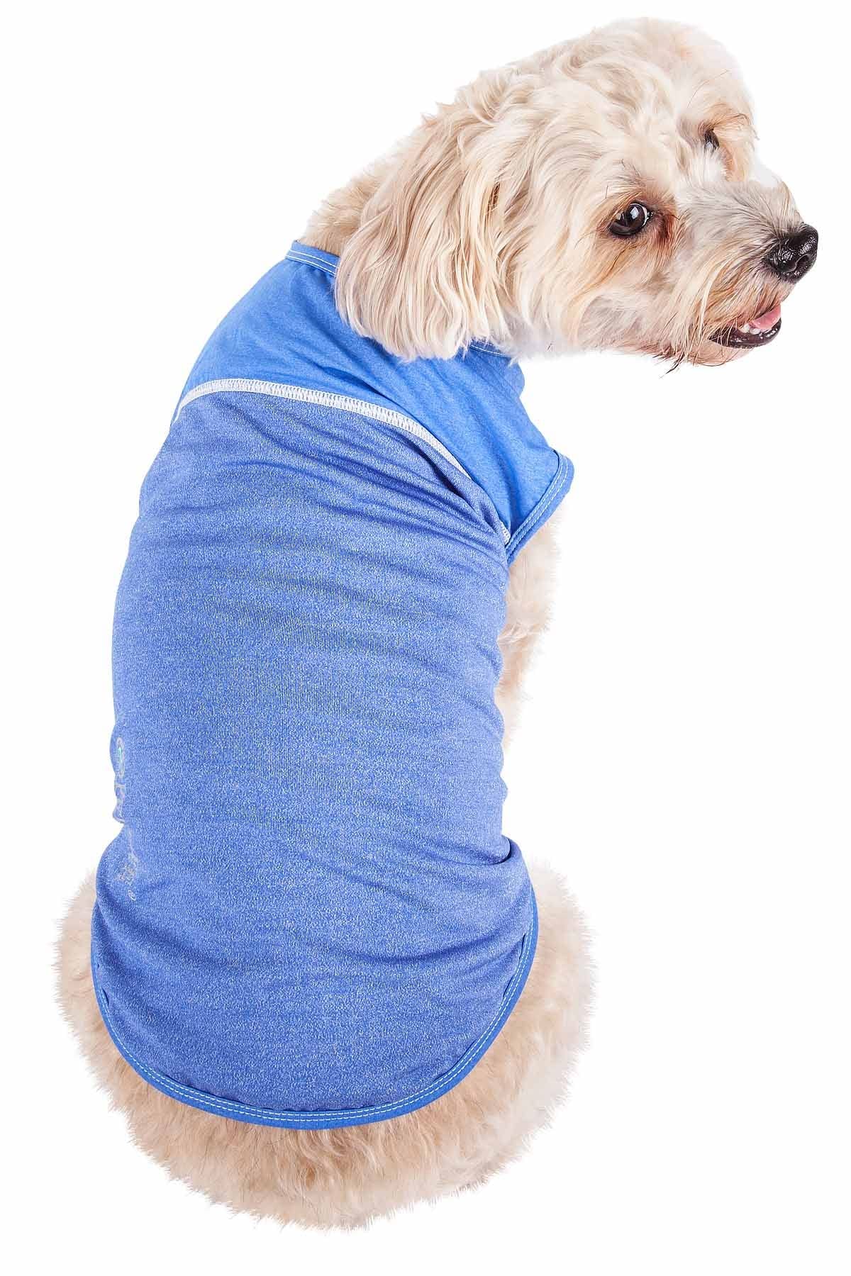 Pet Life Active 'Aero-Pawlse' Heathered Quick-Dry And 4-Way Stretch-Performance Dog Tank Top T-Shirt(D0102H7Lu5A.)