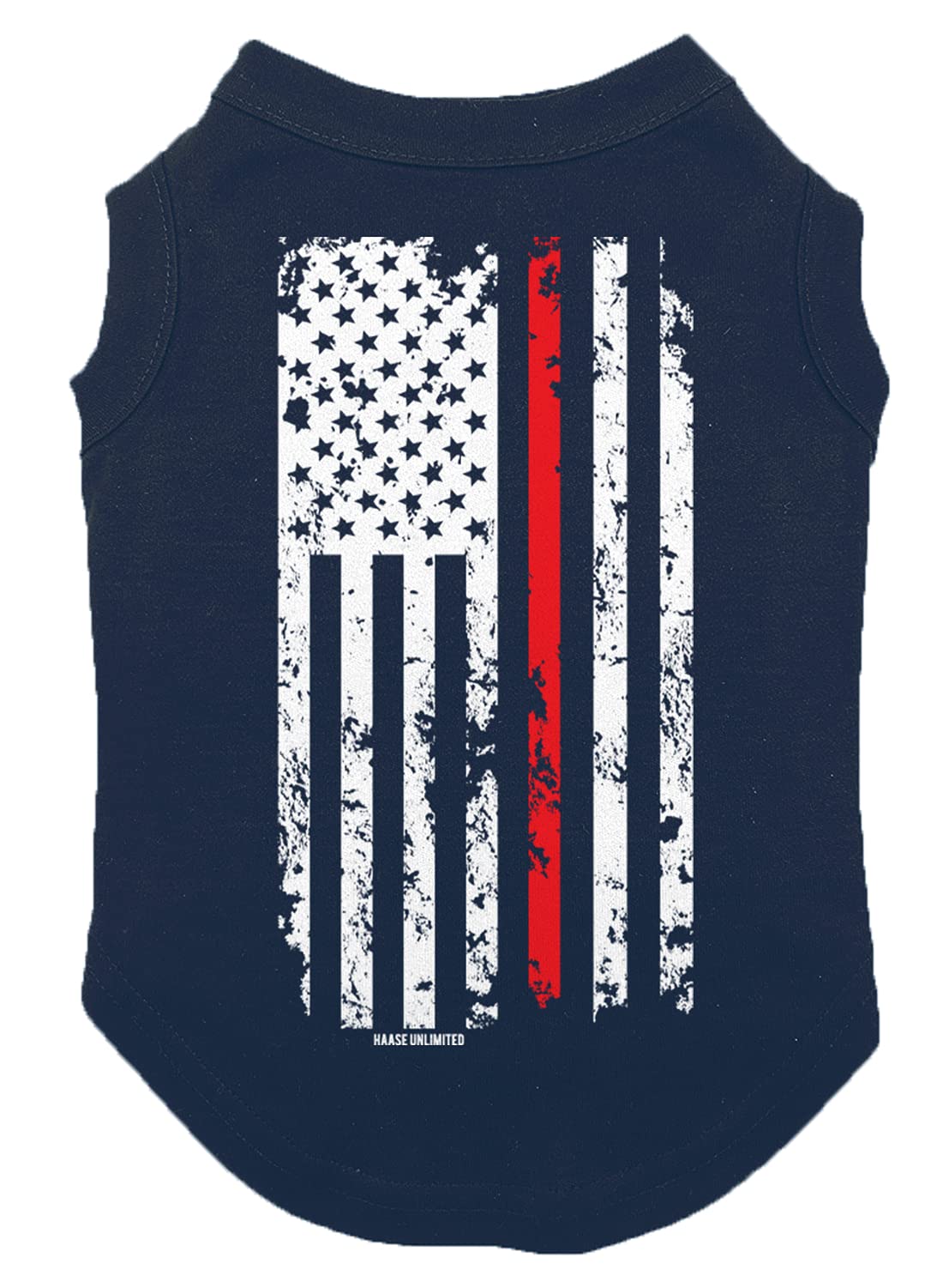 Red Line Flag - Usa American Dog Shirt (Navy, X-Small)