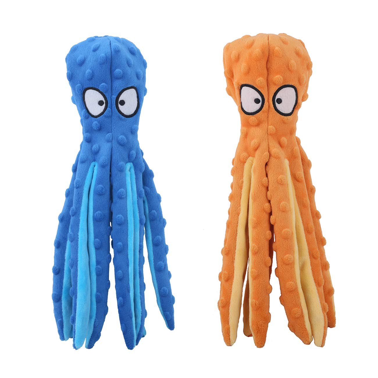 Cpyosn Octopus Squeaky Plush Dog Toys - No Stuffing, Crinkle, Durable For Puppy Teething, Small To Large Dogs, 2 Pack