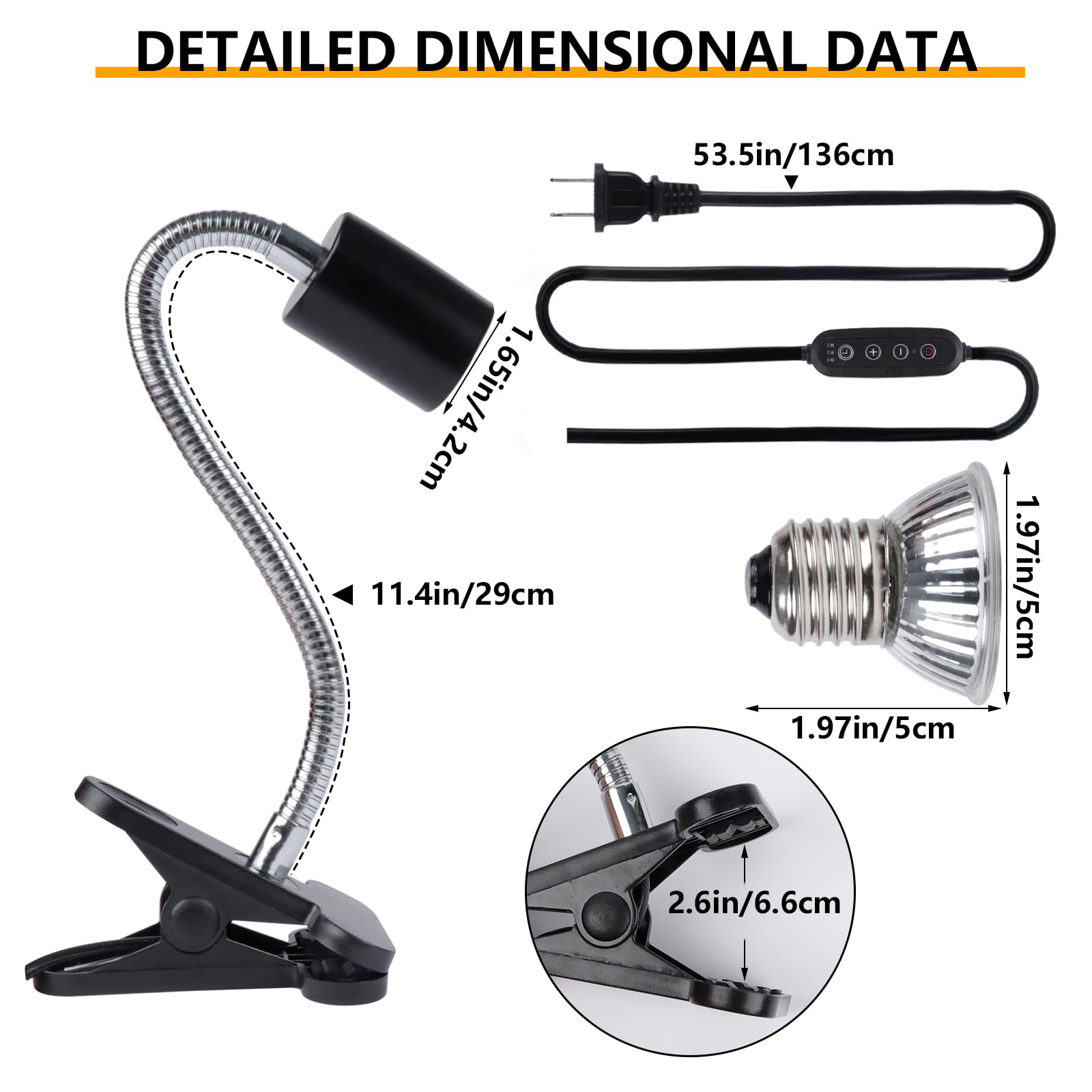 Repti Home Turtle Basking Light (Cycle Timer), Tortoise Lamp Uva Uvb Heat Bulbs -2 Pack 50W, 360Rotatable Turtle Uva/Uvb Basking
