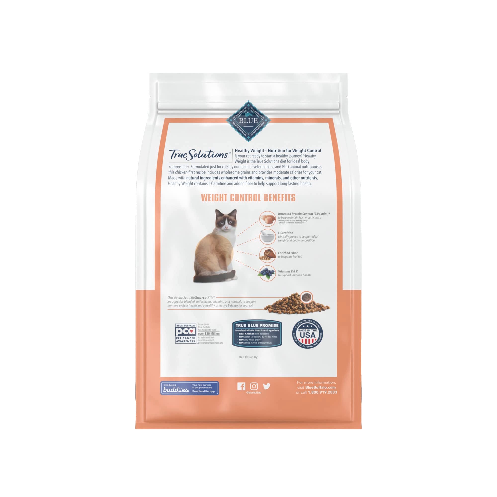 Blue Buffalo True Solutions Weight Control Natural Dry Cat Food for Adult Cats, Chicken, 3.5-lb. Bag