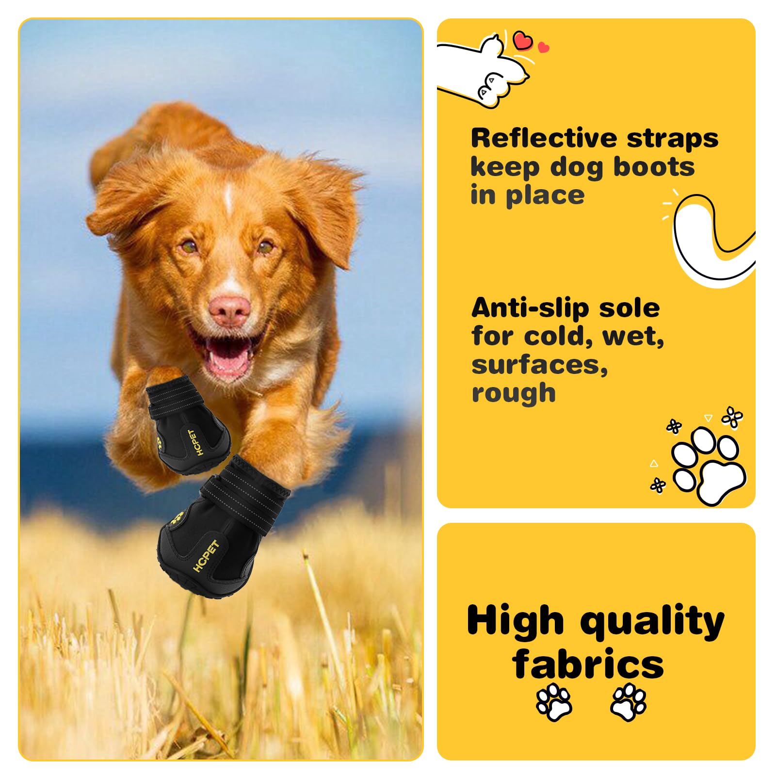 Hcpet Dog Shoes, Dog Boots For Small Dogs, Waterproof Medium Dog Booties Paw Protector For Summer Hot Pavement, Winter Snowy Day