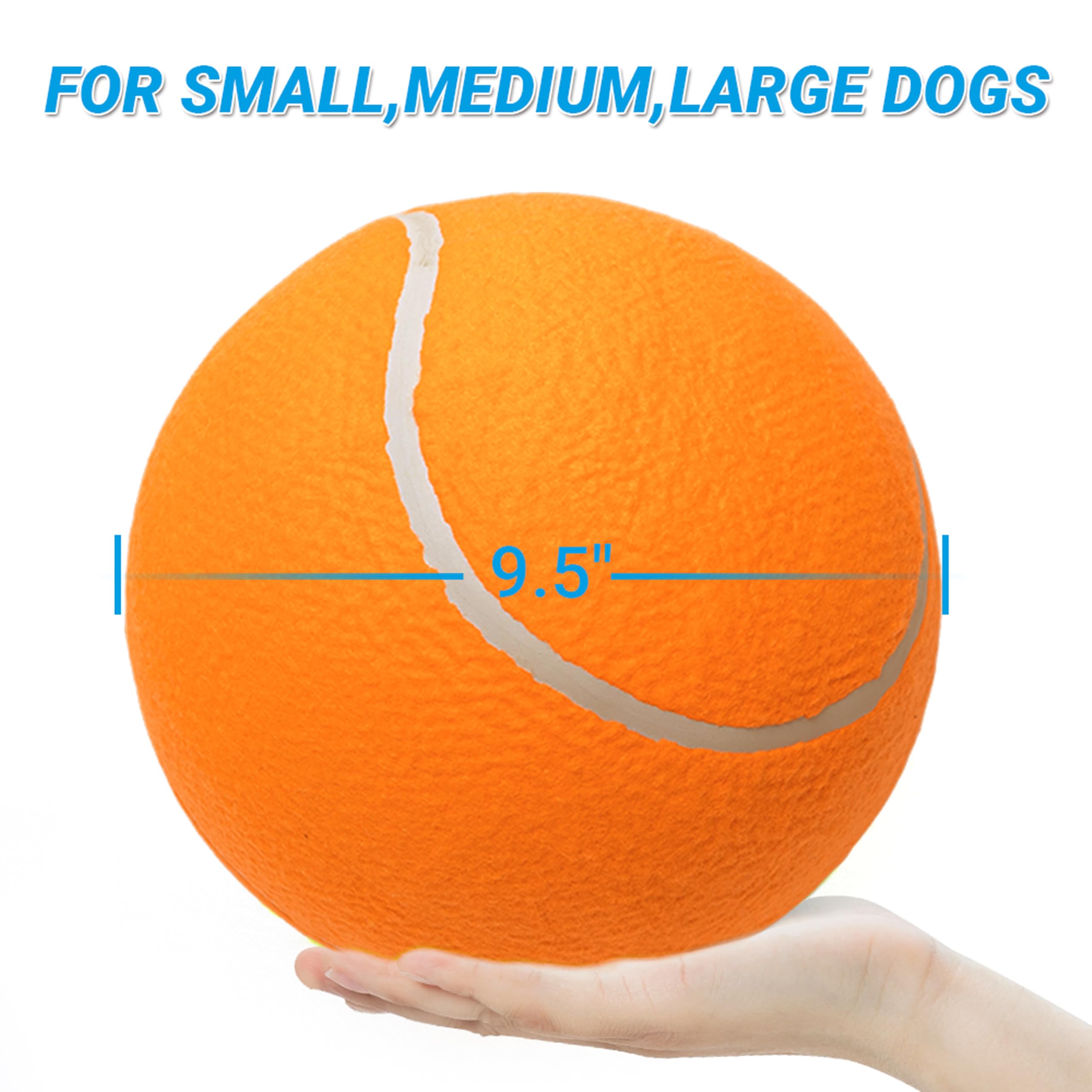 Covgopi 9.5'' Large Dog Tennis Balls, 2 Pack Interactive Pet Toys For Playing Training Outdoor Indoor, Oversize Rubber Inflatabl