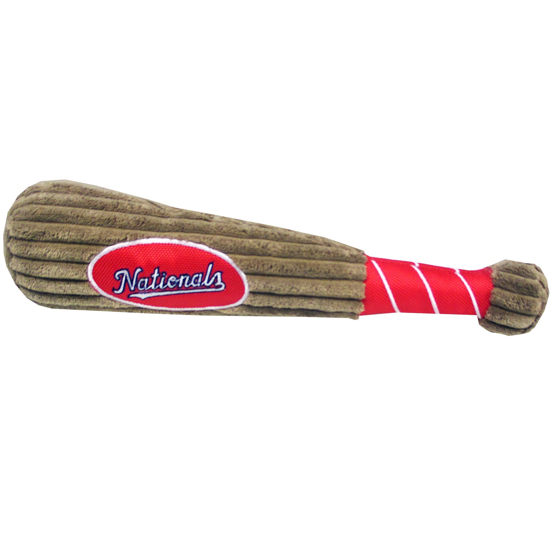 MLB Washington Nationals Baseball Bat Toy for DOGS & CATS. Soft Corduroy Plush Dog Toy with Inner SQUEAKER, MLB Chew Toys for Do