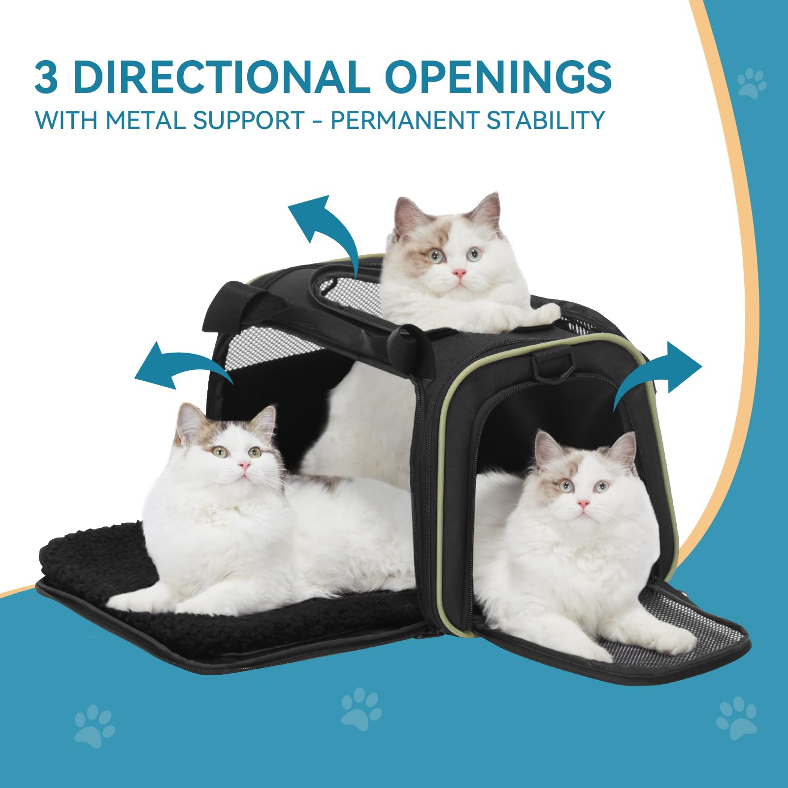 Petsfit Pet Carrier Airline Approved With Extendable Mat, Dog Carriers For Small Dogs, Tsa Approved Pet Carrier, Puppy Carrier For Small And Medium Cats Under 12 Lbs, Black