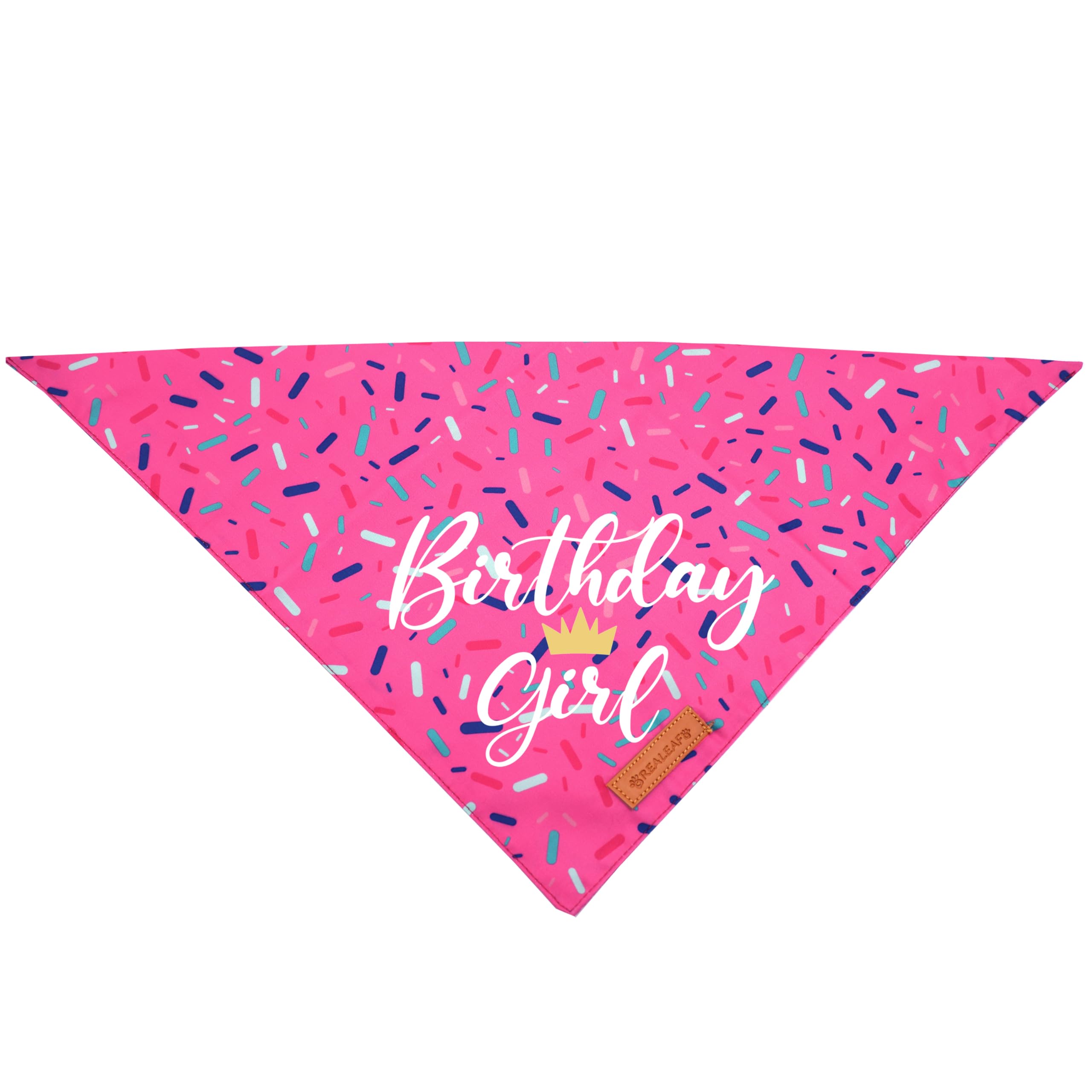 Realeaf Birthday Girl Dog Bandana, Dog Birthday Party Supplies,Premium Durable Fabric, Bandana For Large And Extra Large Dogs (P