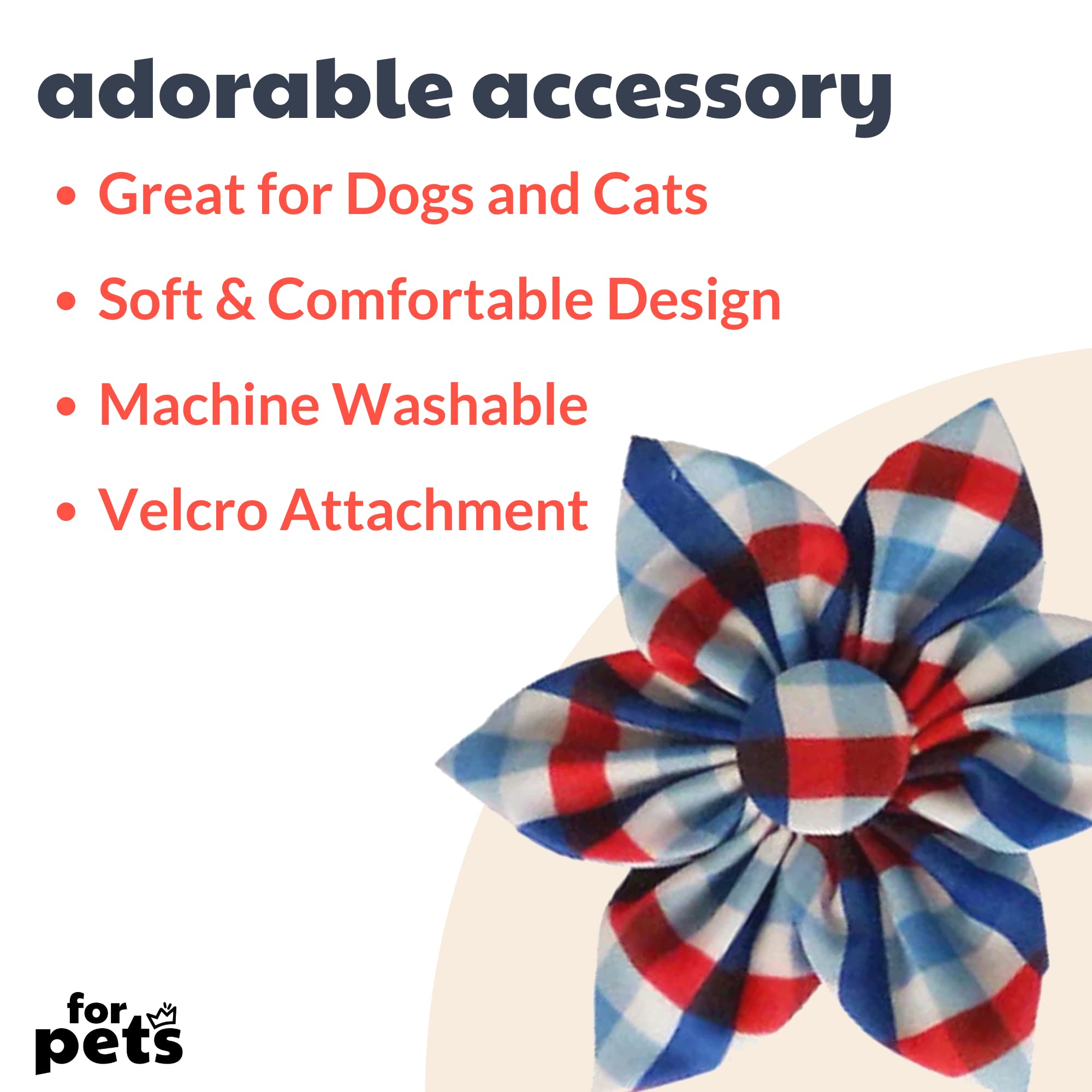 Huxley & Kent Pet Pinwheel | Picnic Check (Large) | 4Th Of July Collar Accessory For Dogs/Cats | Bow Collar Attachment | Cute, C