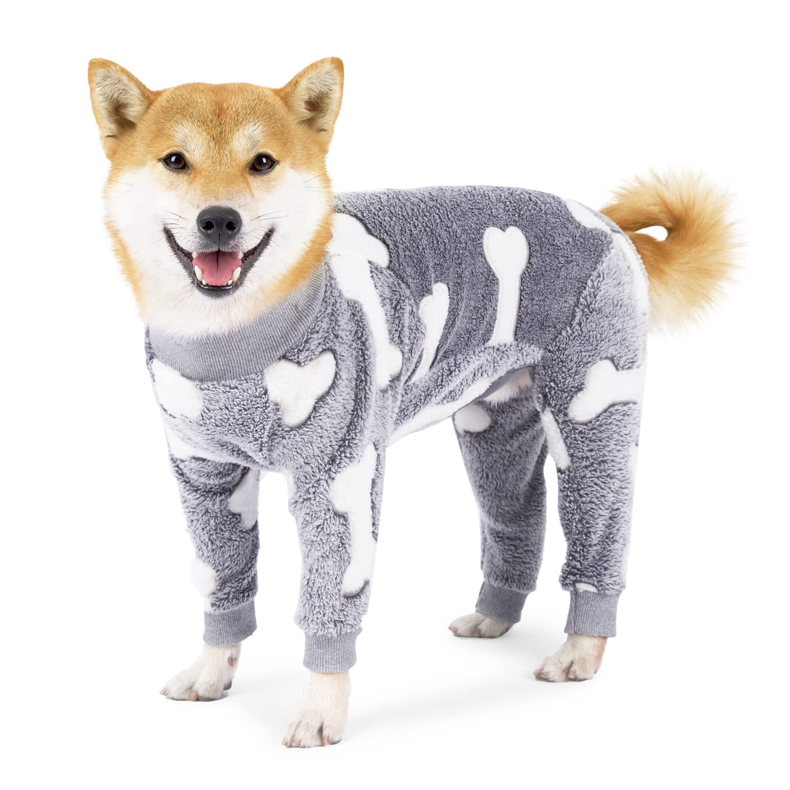 Harikaji Dog Warm Jumpsuit,Pet Winter Flannel Warm Pajamas,Cold Weather Dog Onesie,Dog Winter Clothes For Medium Large Dogs (Xl:Chest<23'', Grey)