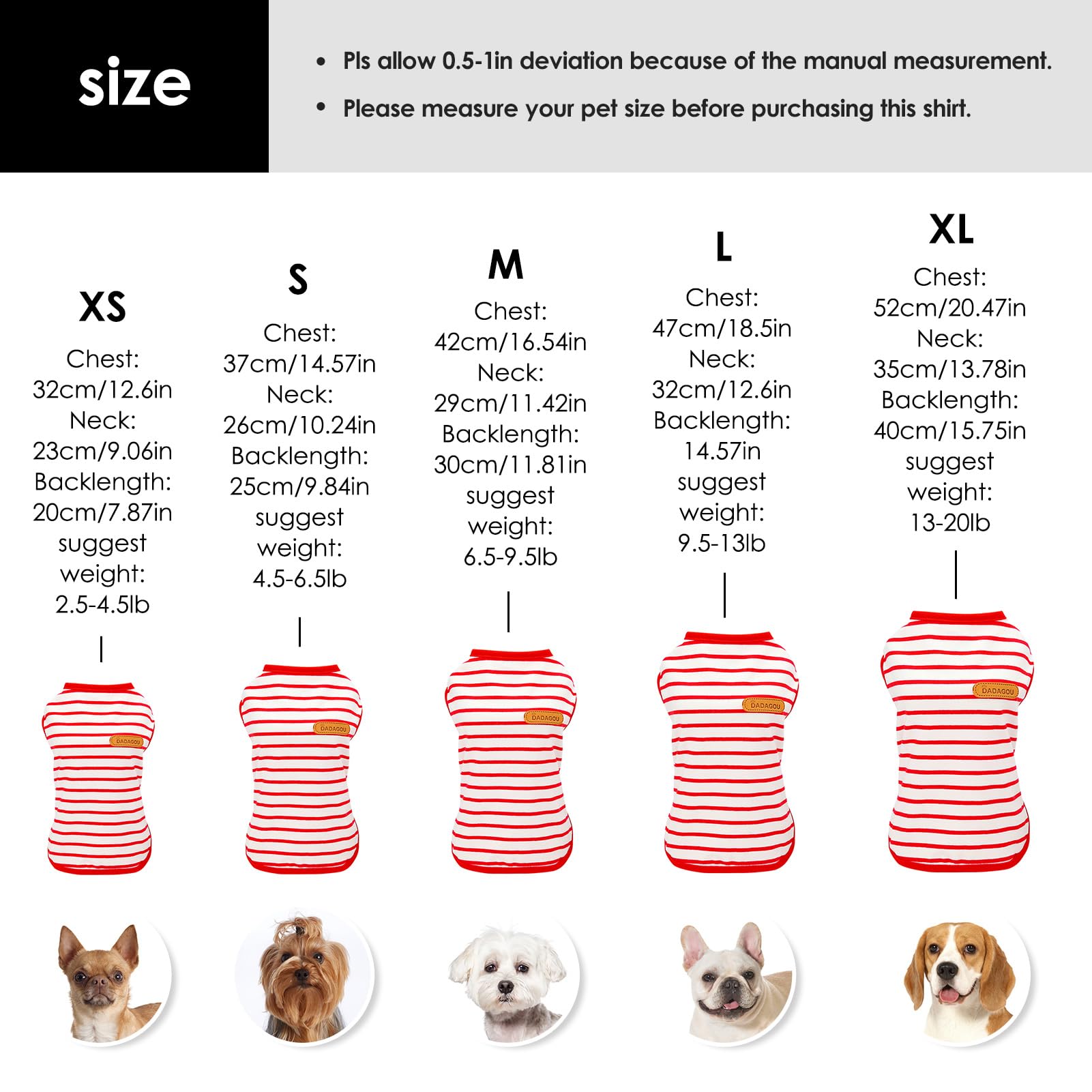 Preferhouse Redblack-L Dog T-Shirt, Large, Striped, Polyester, 2 Pack