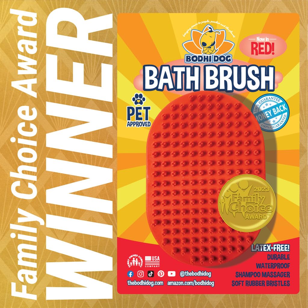 Bodhi Dog Shampoo Brush | Pet Grooming Supplies For Cats & Dogs | Long & Short Hair Scrubber | Professional Quality Bath Brush