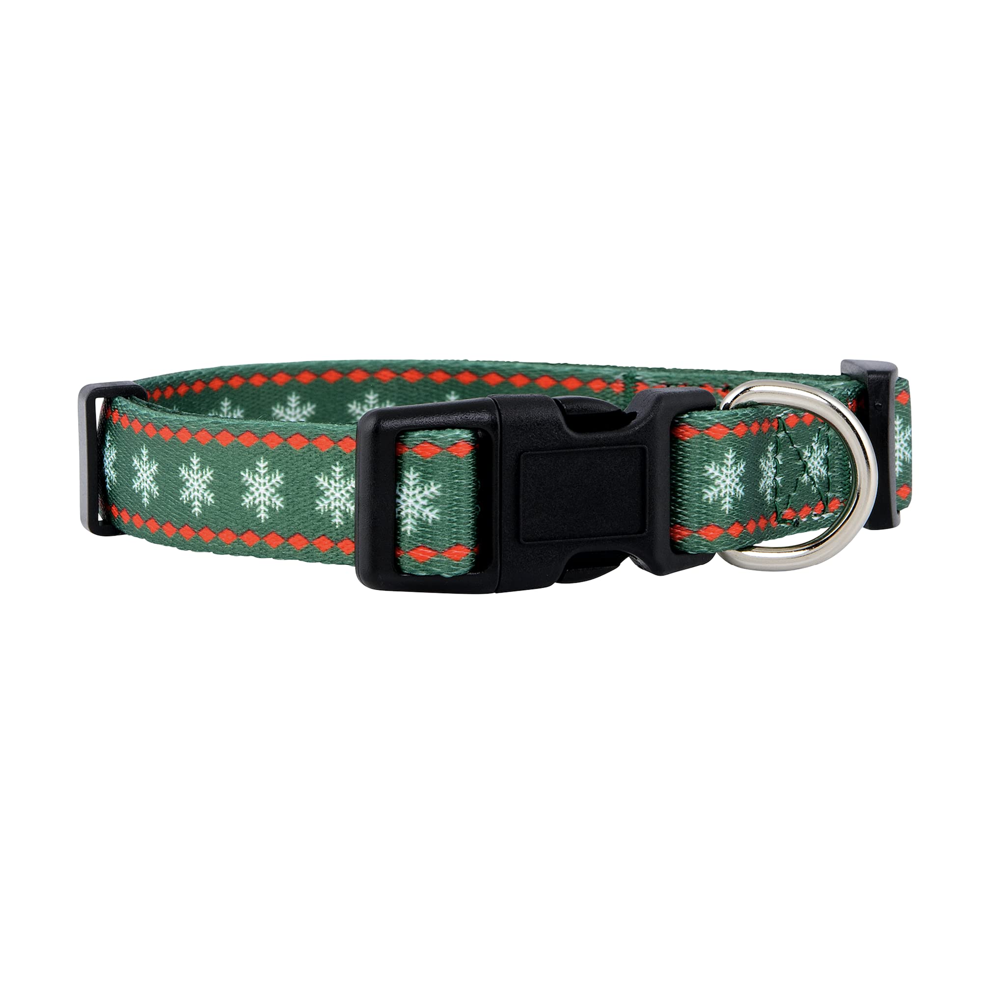 Native Pup Christmas Dog Collar (Large, Green Snowflake)