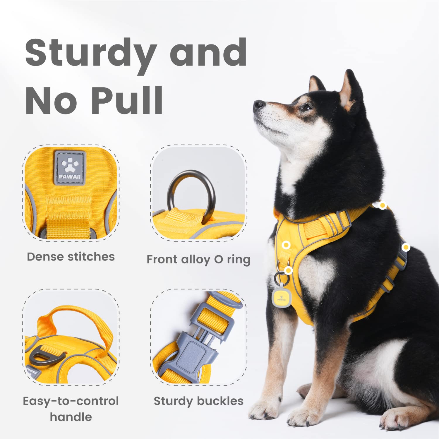 Pawaii Dog Harness For Small Dogs, Dog Harness With Pet Id Tag, No Choke Dog Harness, Adjustable Soft Padded Pet Vest With Easy
