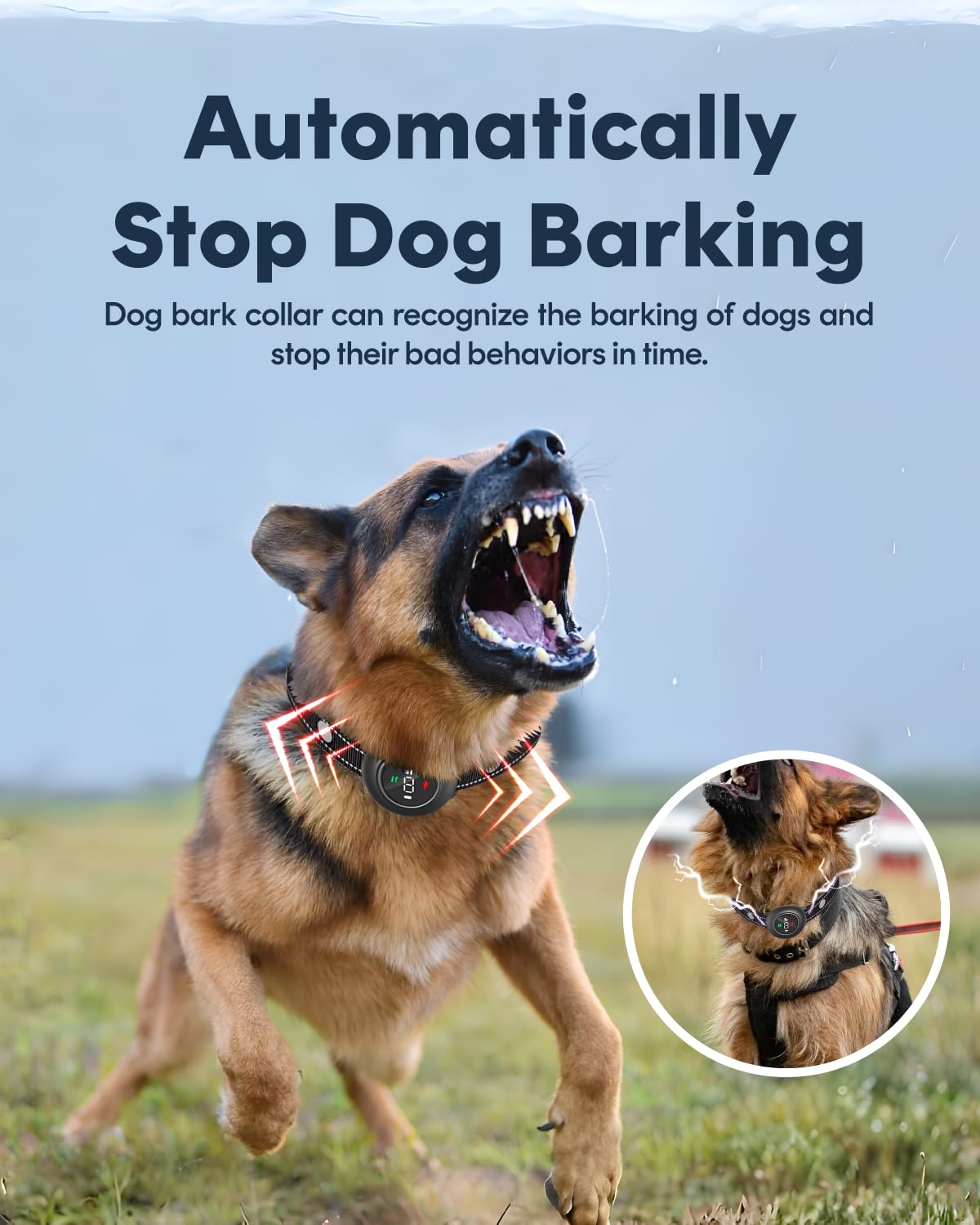 2-In-1 Shock Collar For Dogs, Dog Training Collar - 3300Ft Anti Barking Dog Bark Collar With Remote Control Ip67 Waterproof, 5 A