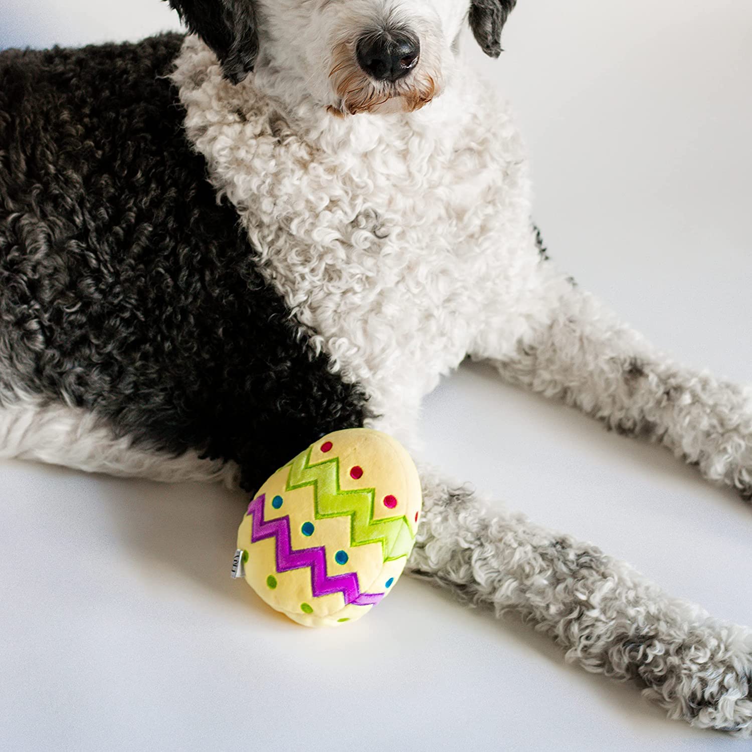 Midlee Plush Easter Egg Dog Toy With Squeaker (Yellow)-Large