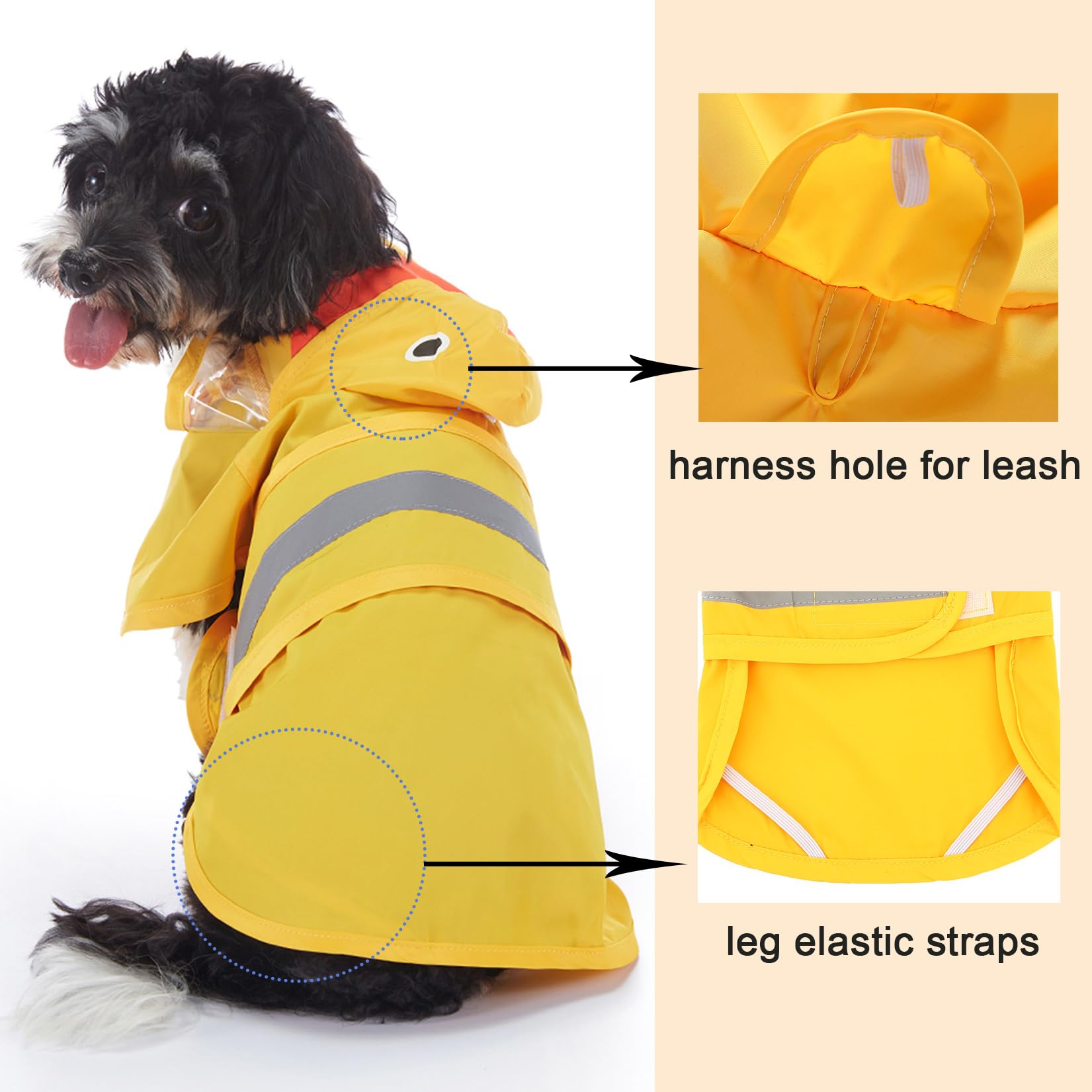 Zunea Waterproof Dog Raincoat With Hood For Small Medium Dogs Reflective Dog Rain Jacket Clothes With Leash Hole Funny Duck Patt