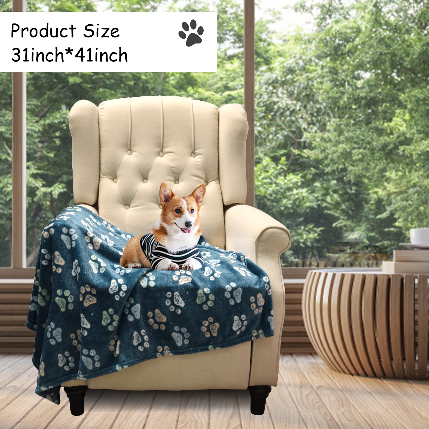 1 Pack 3 Dog Blankets, Super Soft Fluffy Premium Fleece Pet Blanket Flannel Throw For Large, Medium Dogs & Puppies, Blue & Gray,