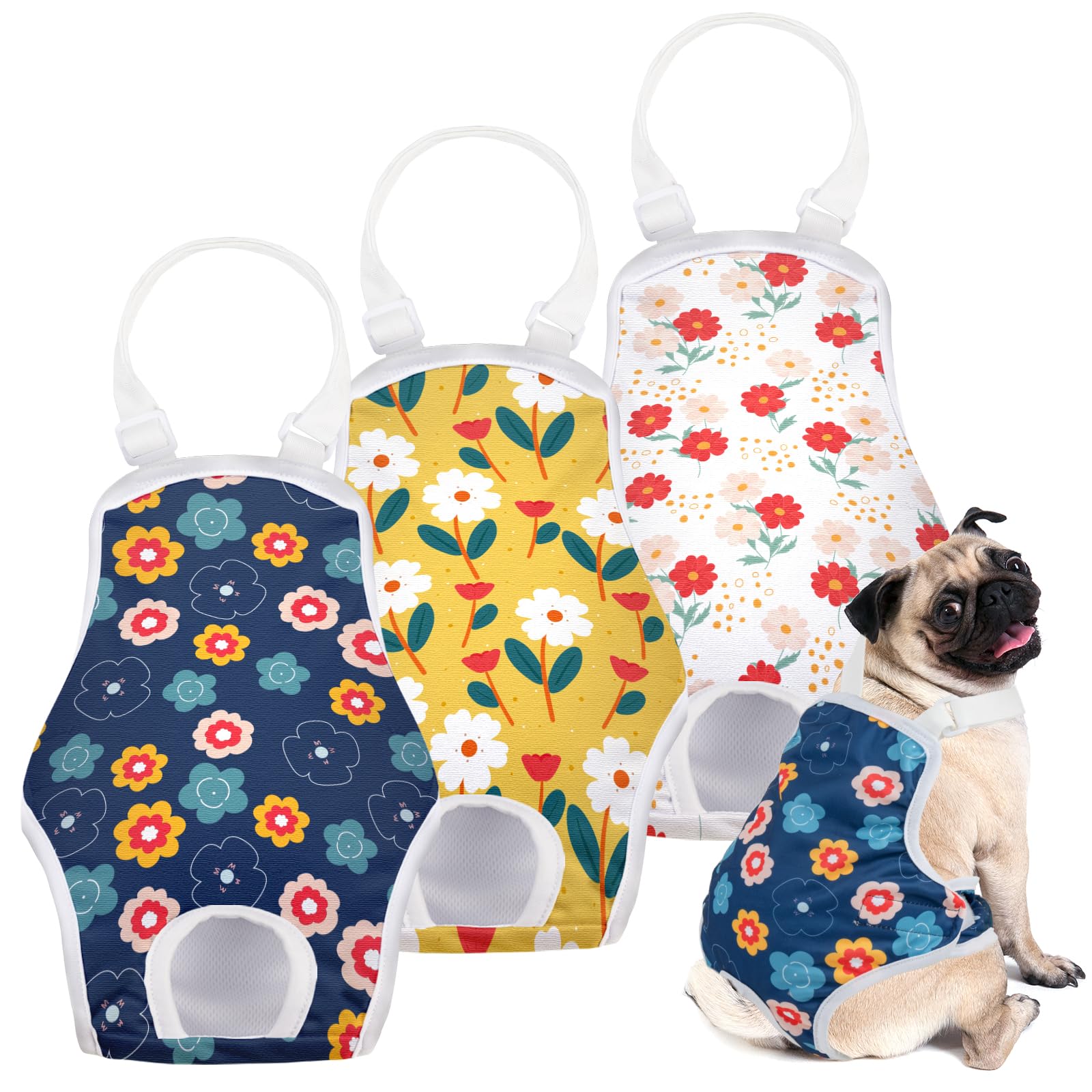 Micooyo Dog Diaper Onesie Sanitary Pantie With Adjustable Suspender Washable Dog Period Panties Doggie Diapers Pet Underwear Fem